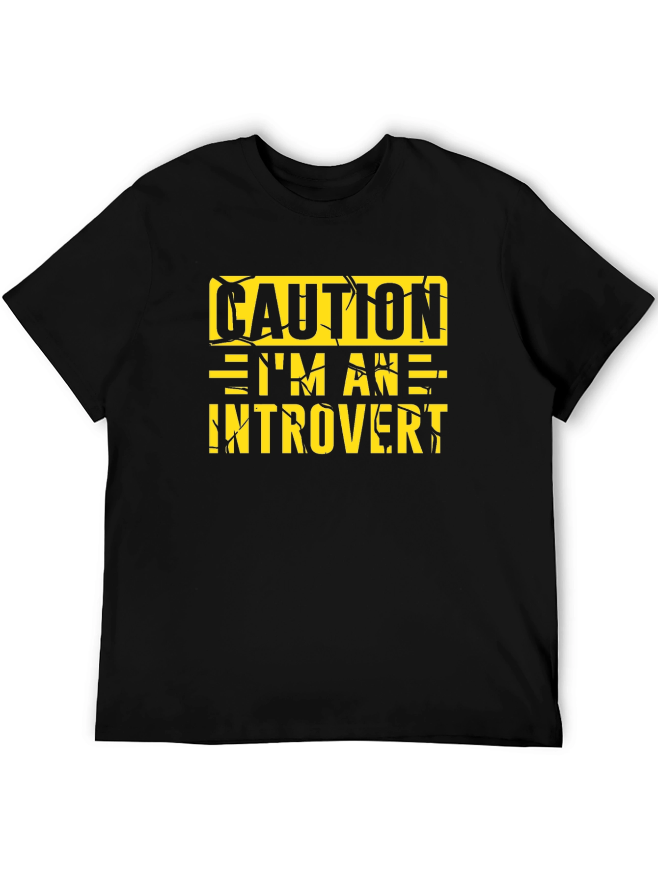 Black Caution Introvert Graphic Tee - Black Crew Neck view 5