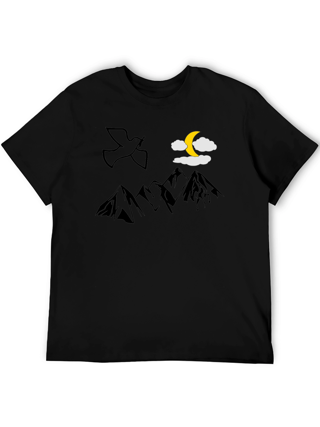 Black Peaceful Night Mountain T-Shirt view 5
