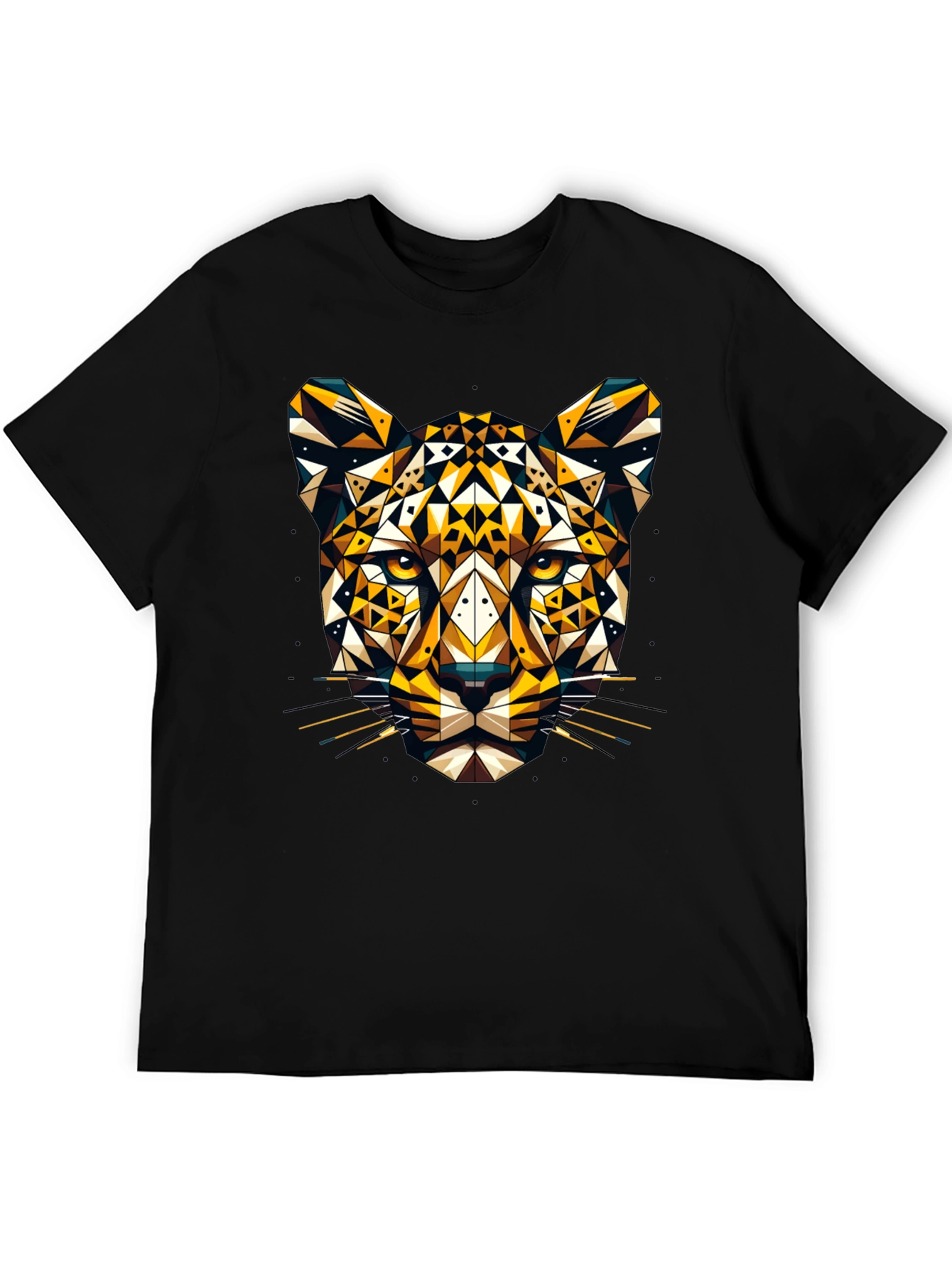 Black Geometric Leopard Graphic Tee - Black view 5
