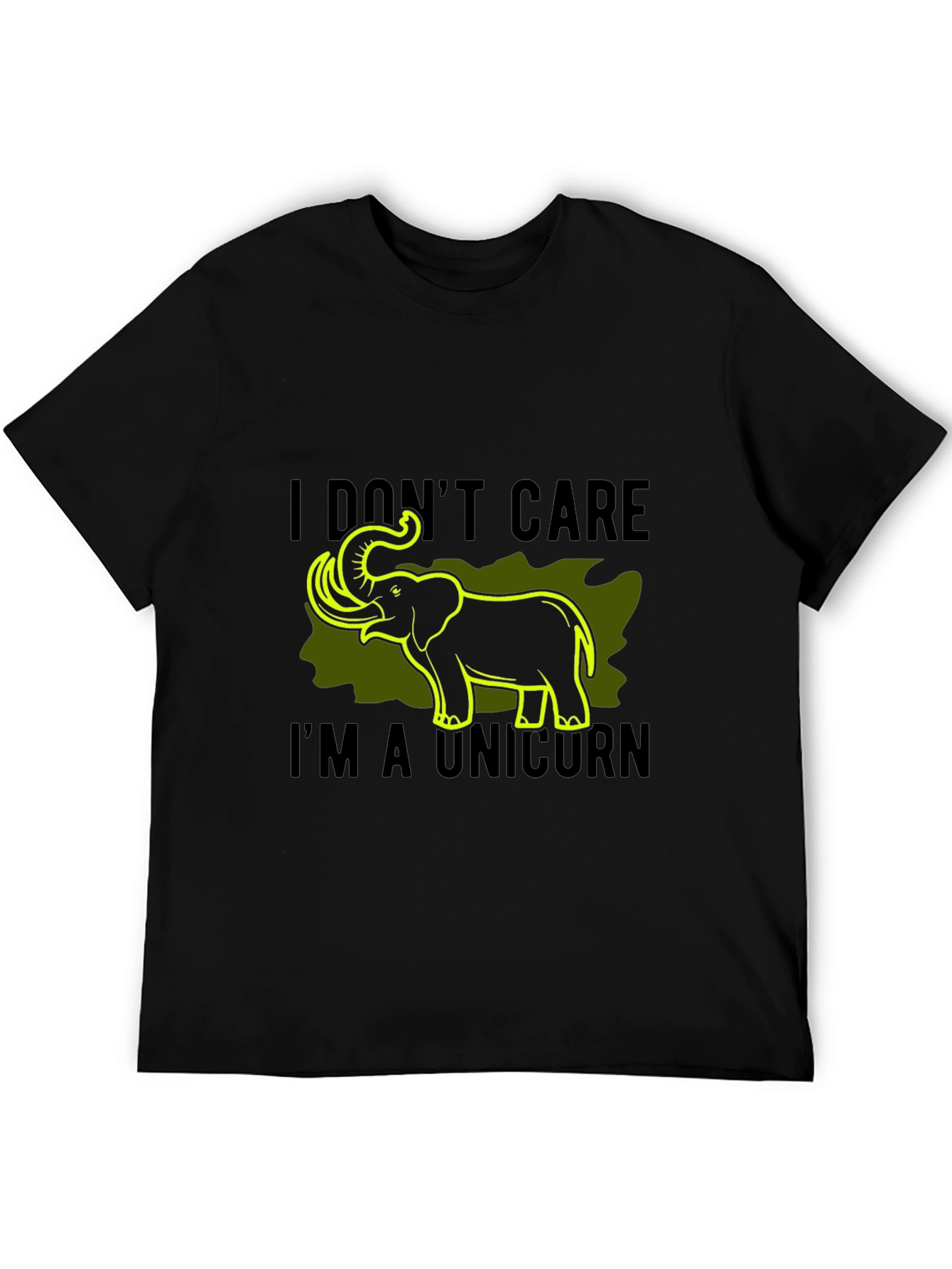 Black Funny I Don't Care I'm A Unicorn Elephant Graphic Tee view 5
