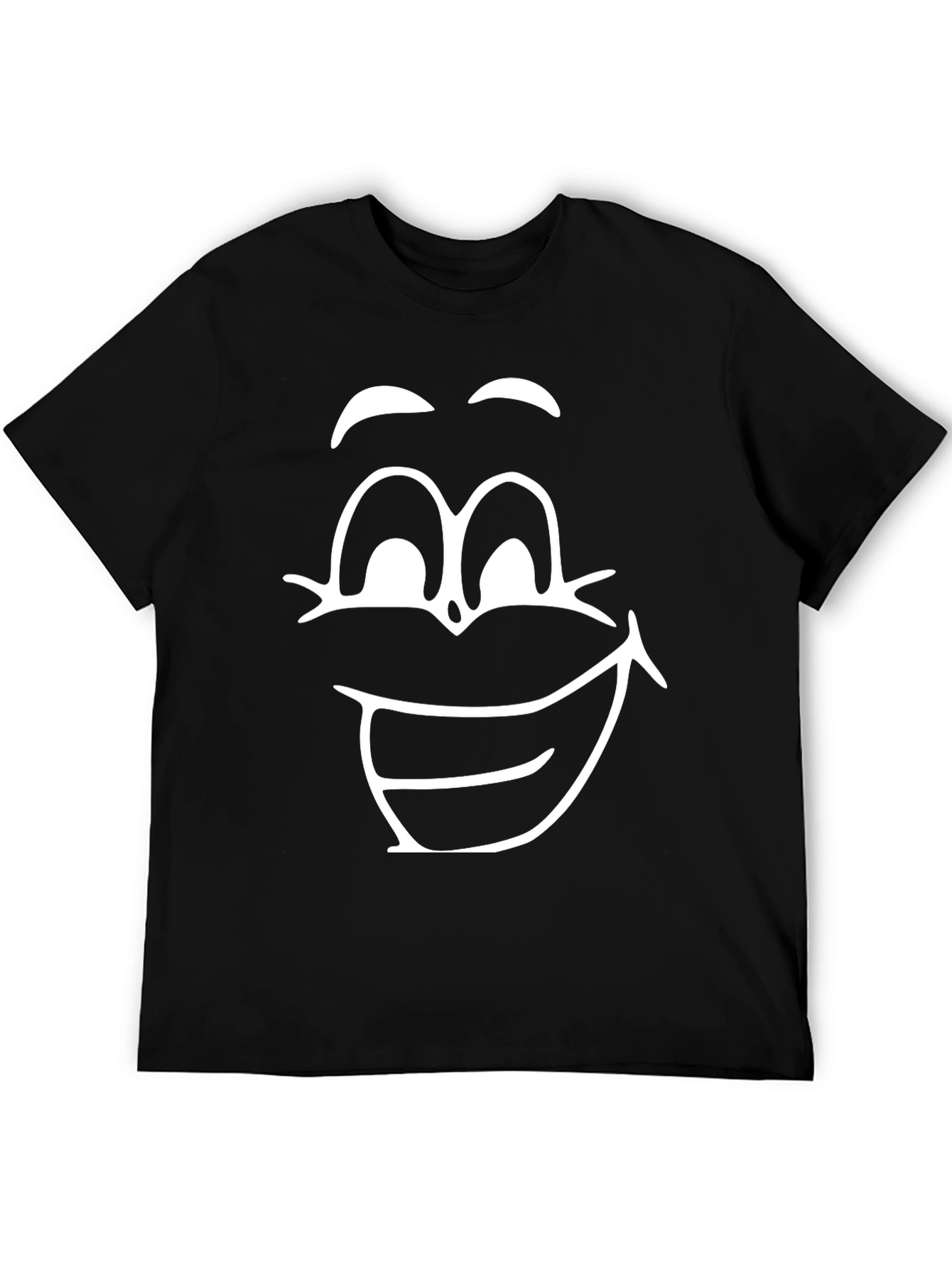 Black Funny Face Graphic Tee - Black Cotton T-Shirt view 5