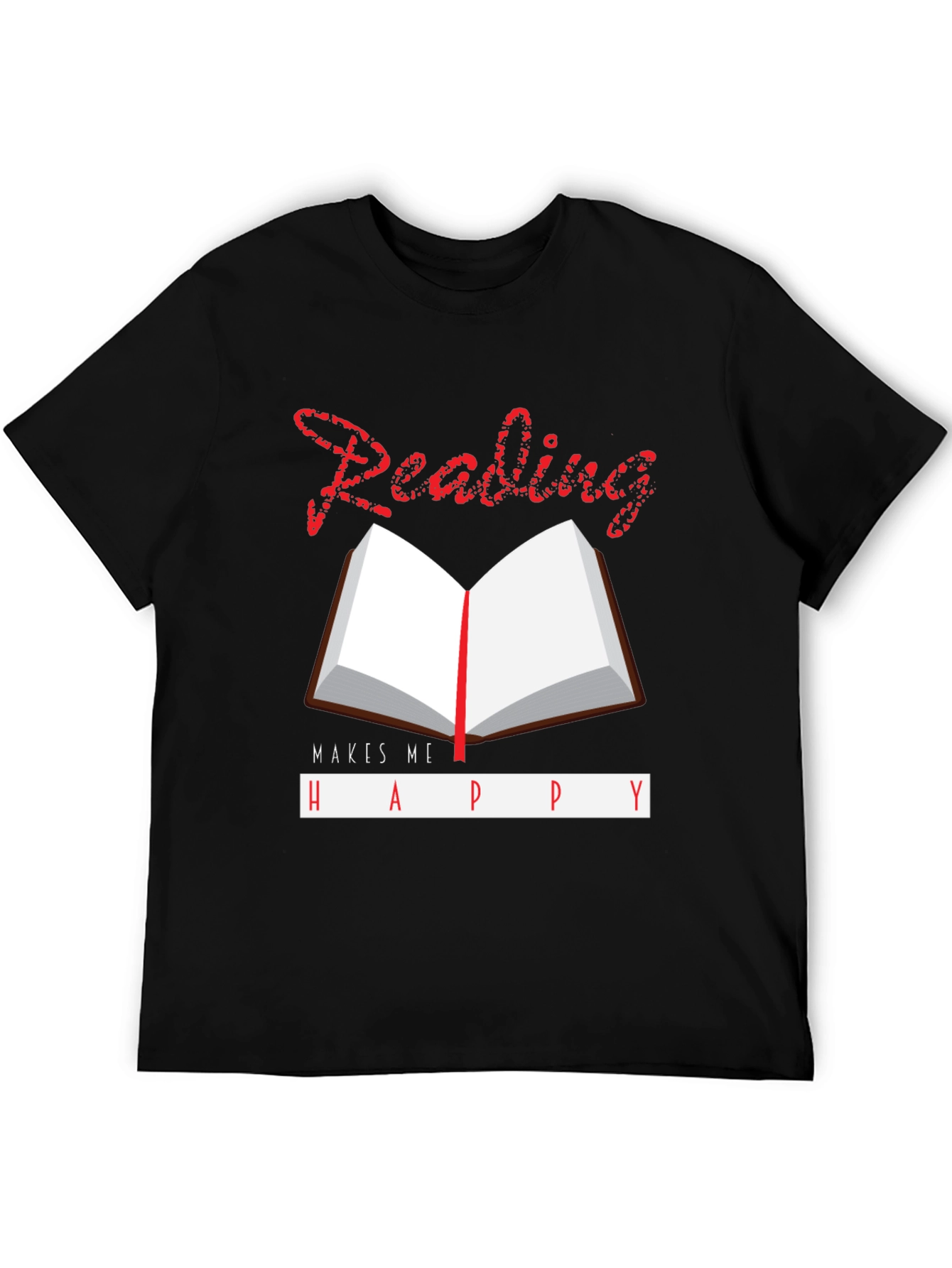 Black Reading Makes Me Happy Graphic T-Shirt view 5