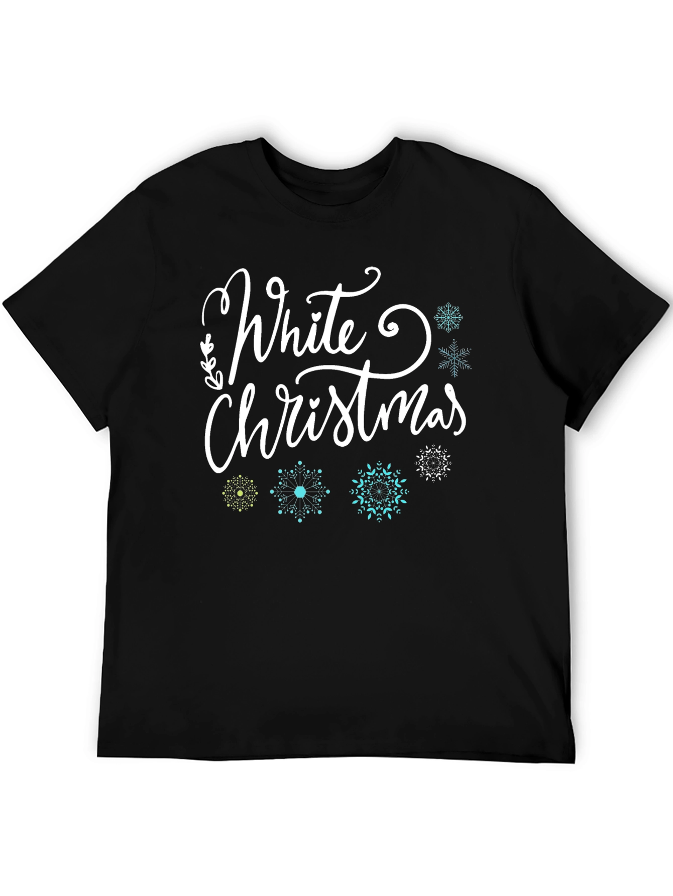 Black White Christmas Snowflake Graphic Tee - Festive Holiday Shirt view 5