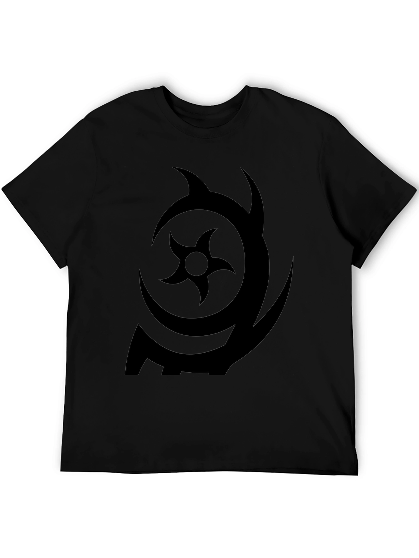 Black Symbol Print Black Crew Neck T-Shirt view 5