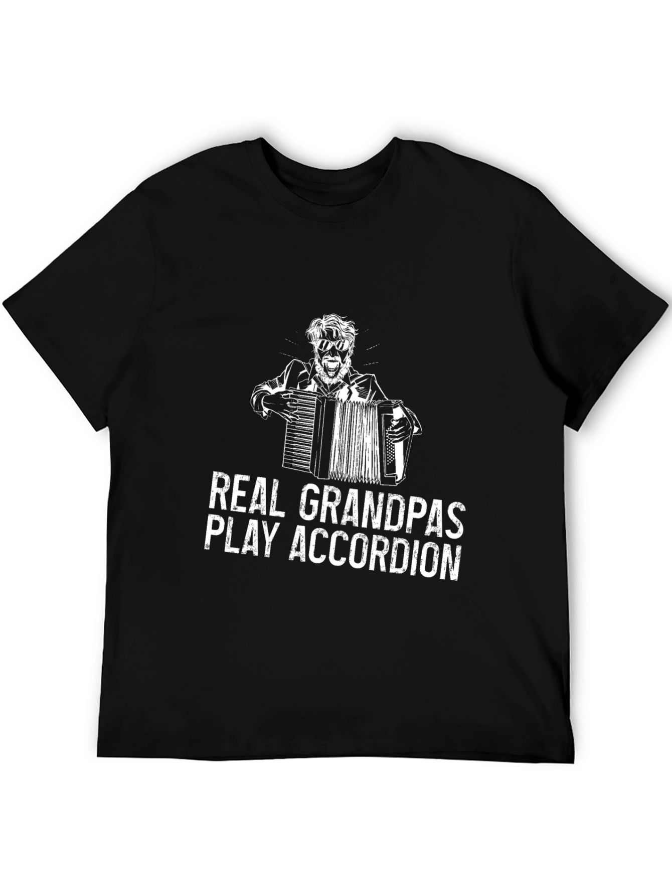 Black Real Grandpas Play Accordion Black T-Shirt view 5