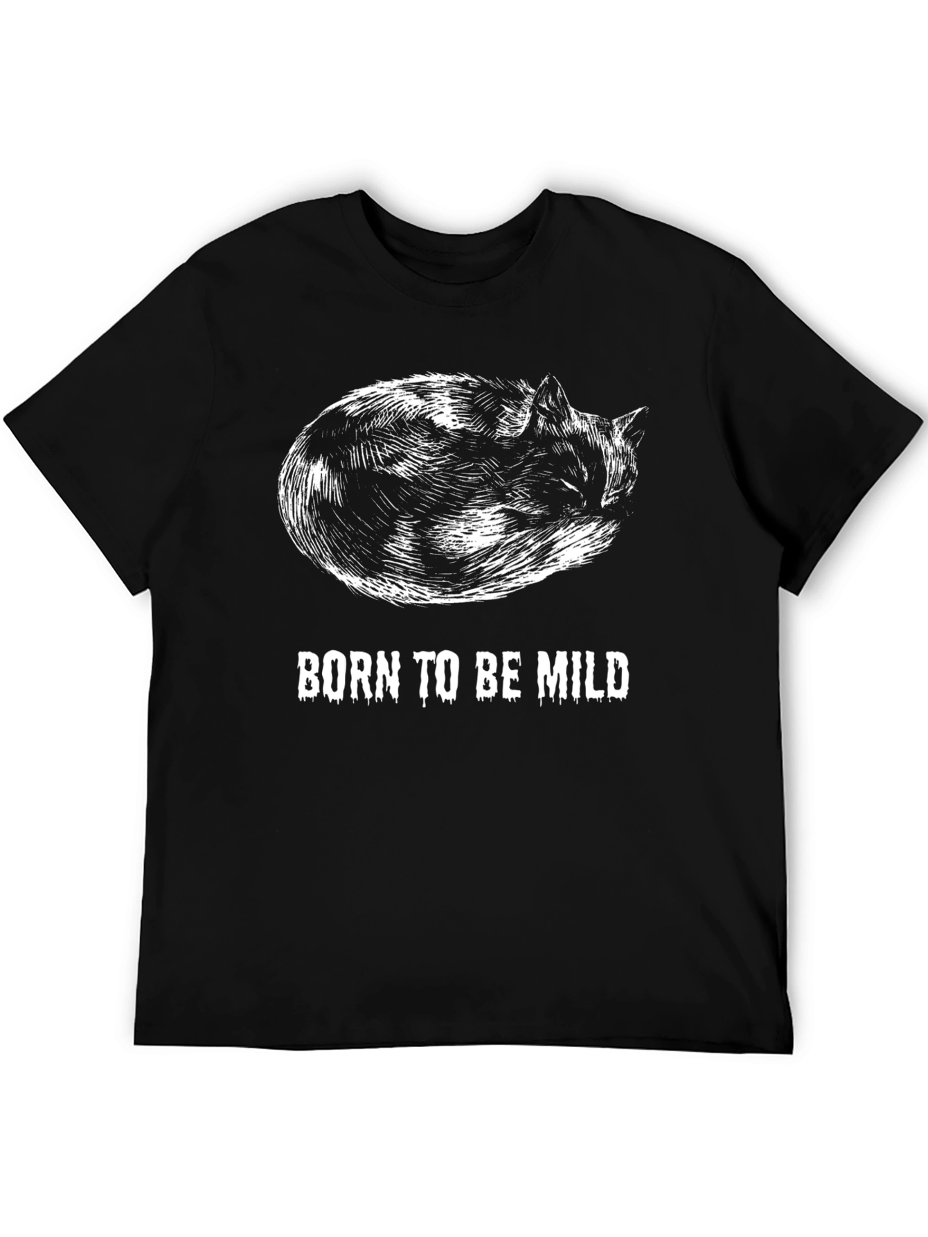 Black Born to be Mild Cat T-Shirt - Comfy Cotton Tee view 5