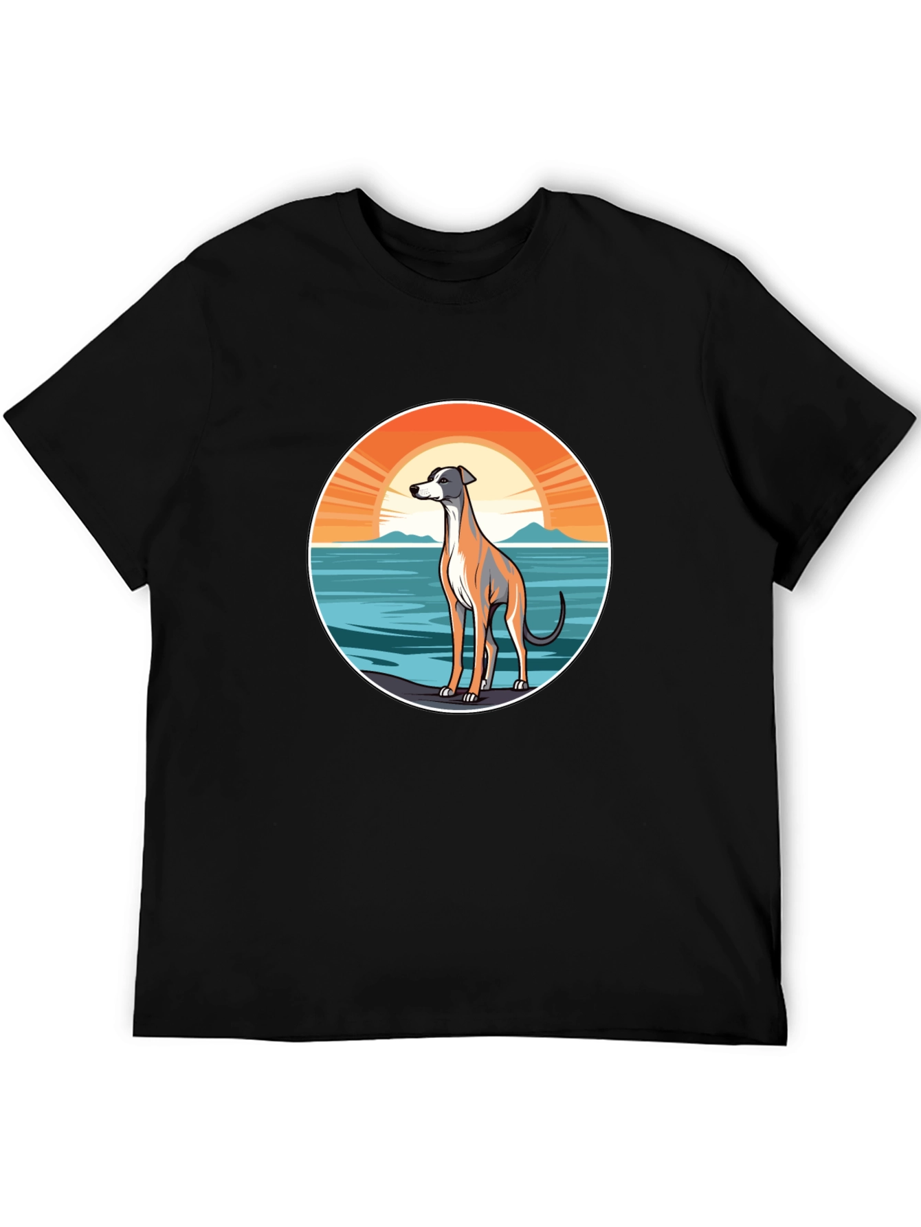 Black Dog Sunset Graphic Tee - Unisex Black T-Shirt view 5