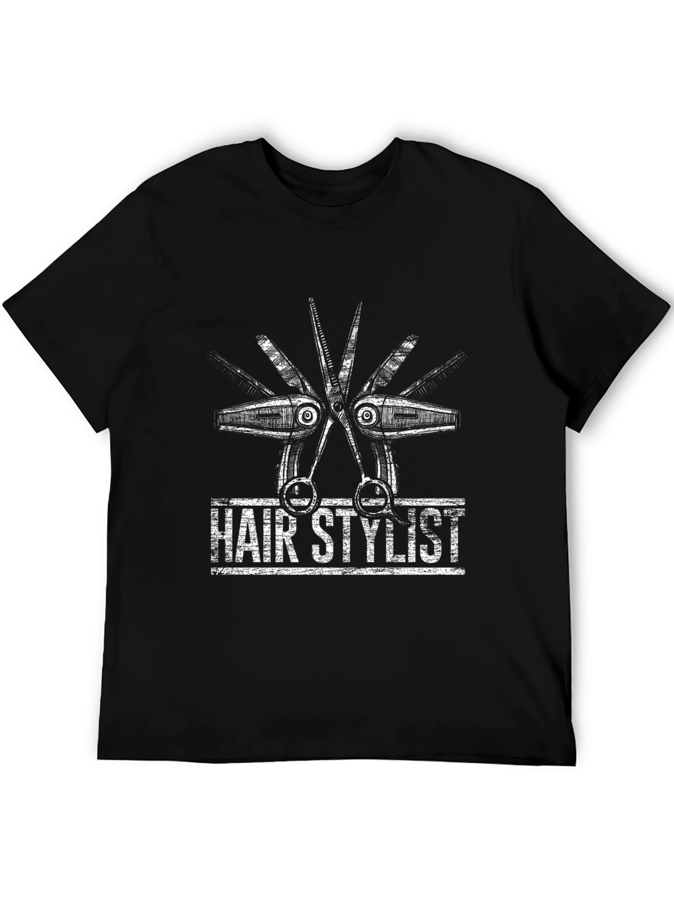 Black Hair Stylist Scissors Graphic T-Shirt view 5