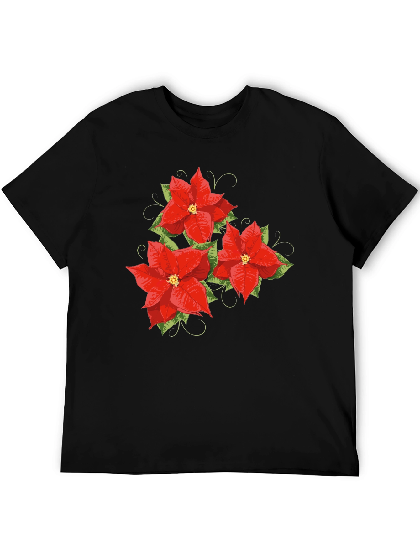 Black Floral Poinsettia Graphic Tee - Holiday Style view 5