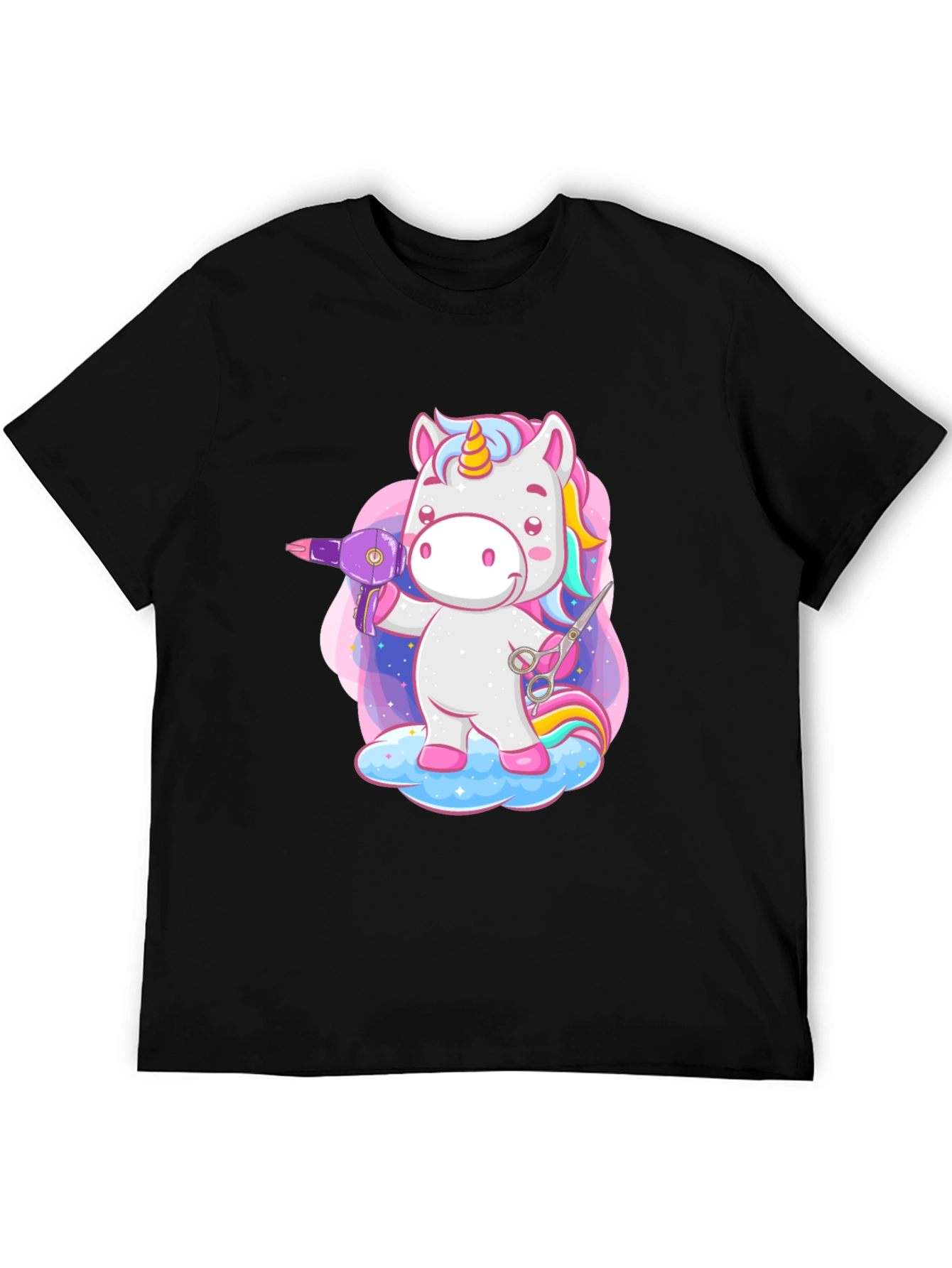 Black Unicorn Hair Stylist Graphic T-Shirt view 5