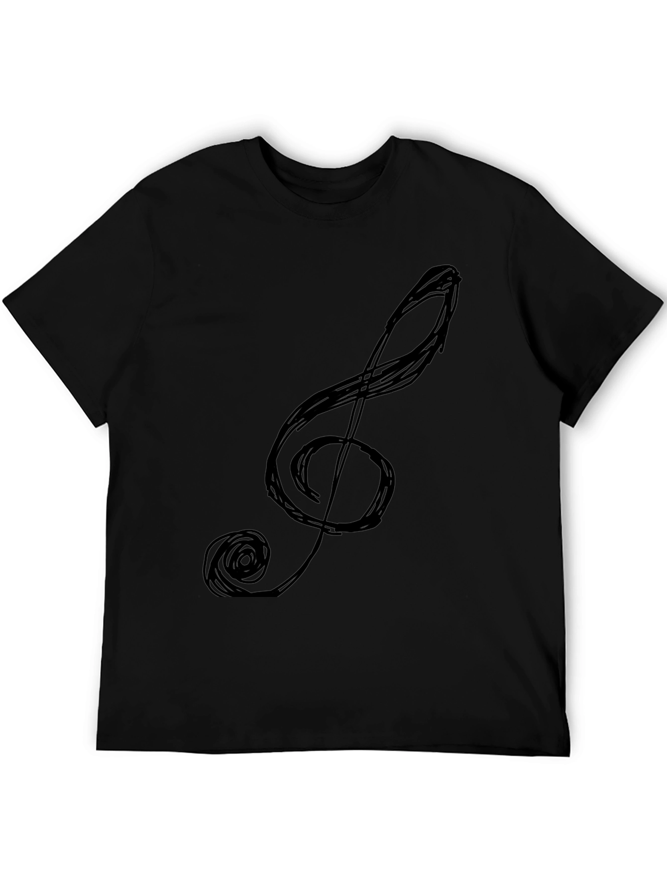Black Treble Clef Graphic Tee - Black Cotton Comfort view 5