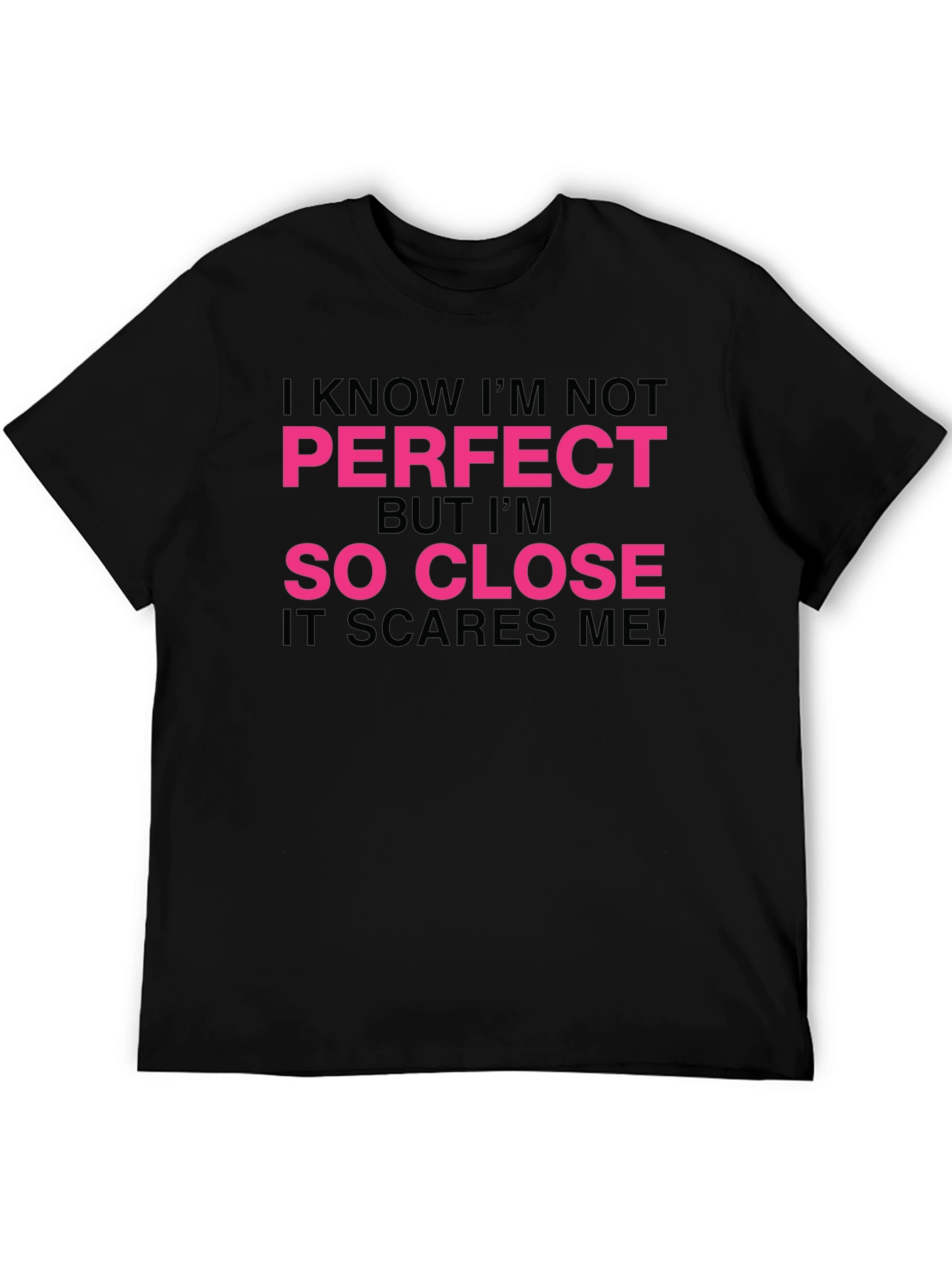 Black Funny "So Close" Graphic Tee - Black Cotton T-Shirt view 5