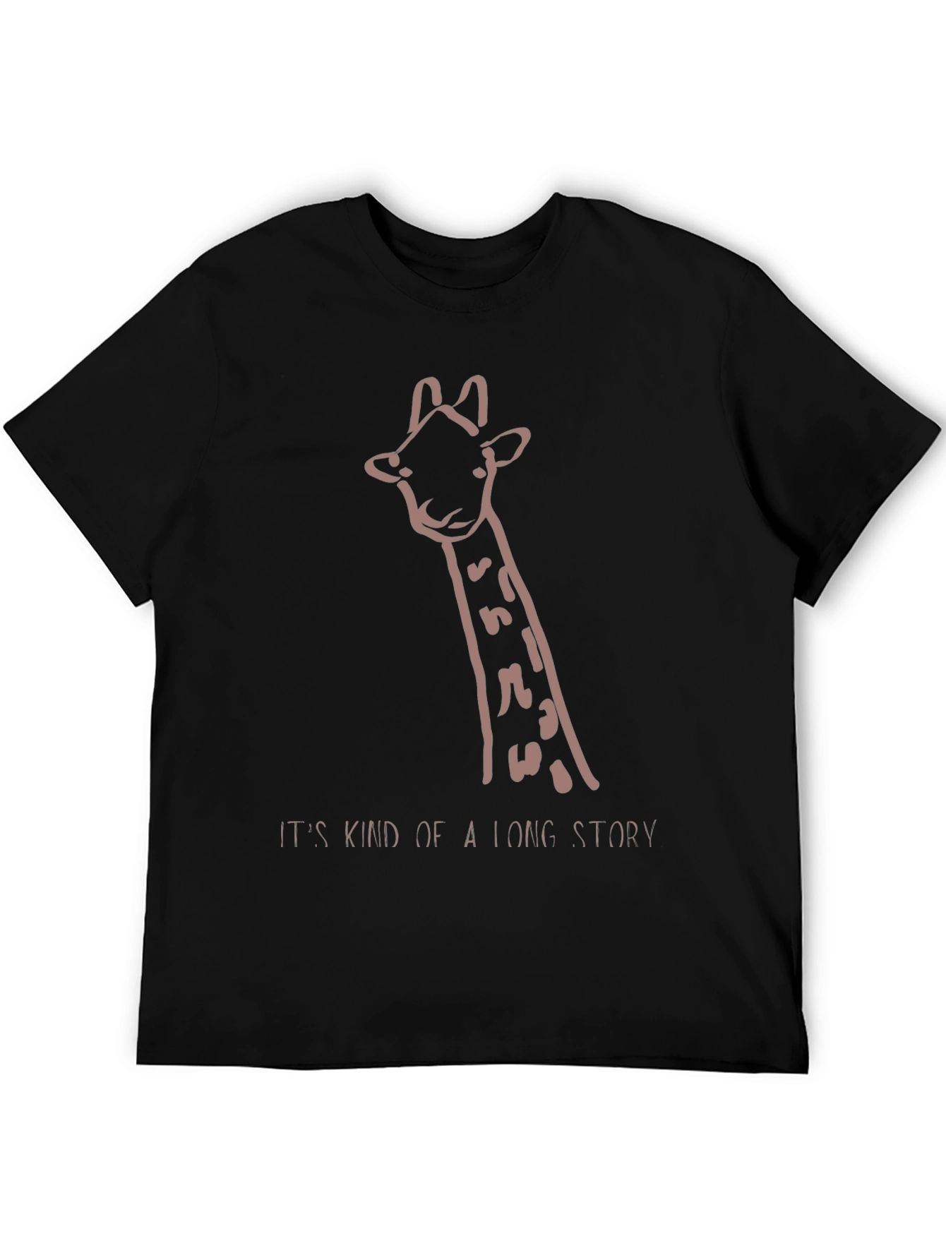 Black Giraffe Long Story Graphic Tee - Black Unisex T-Shirt view 5
