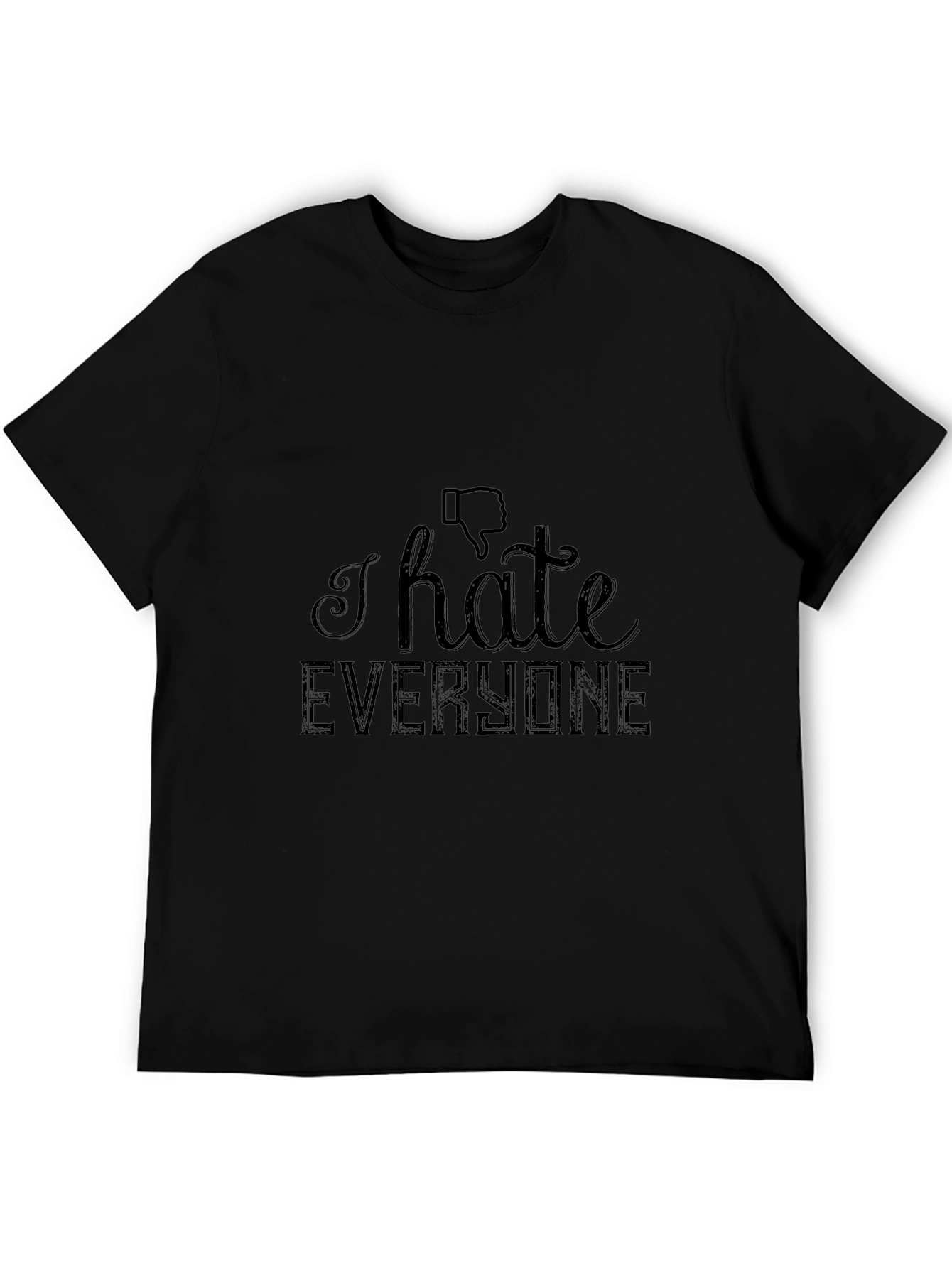 Black I Hate Everyone Graphic T-Shirt - Black Crew Neck view 5