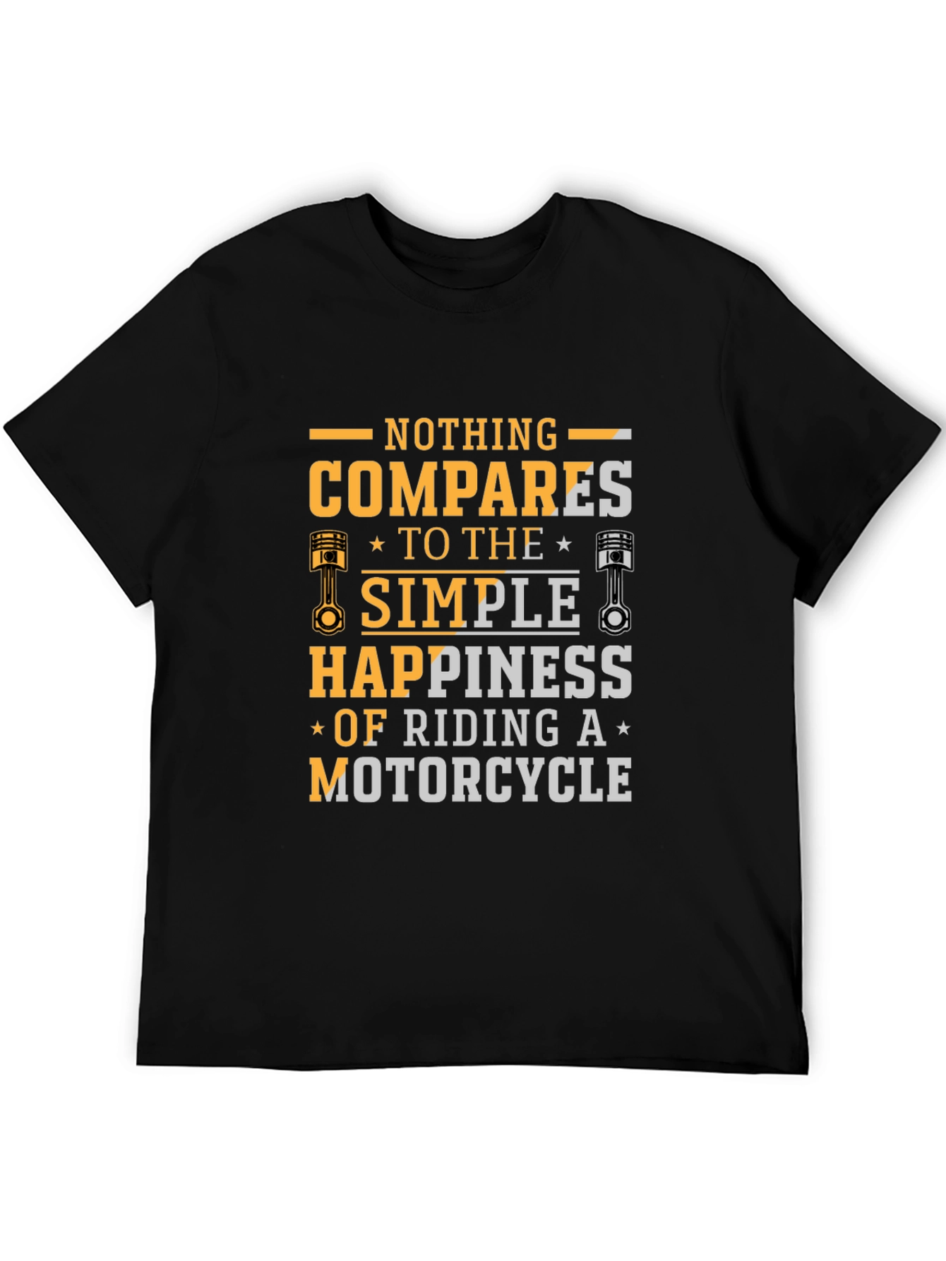 Black Motorcycle Riding Happiness Black T-Shirt view 5
