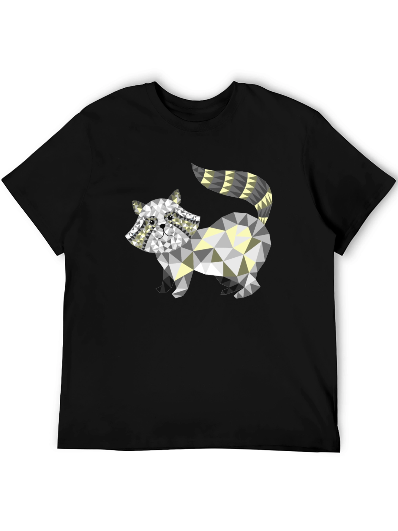 Black Geometric Raccoon Graphic Tee - Modern Style view 5