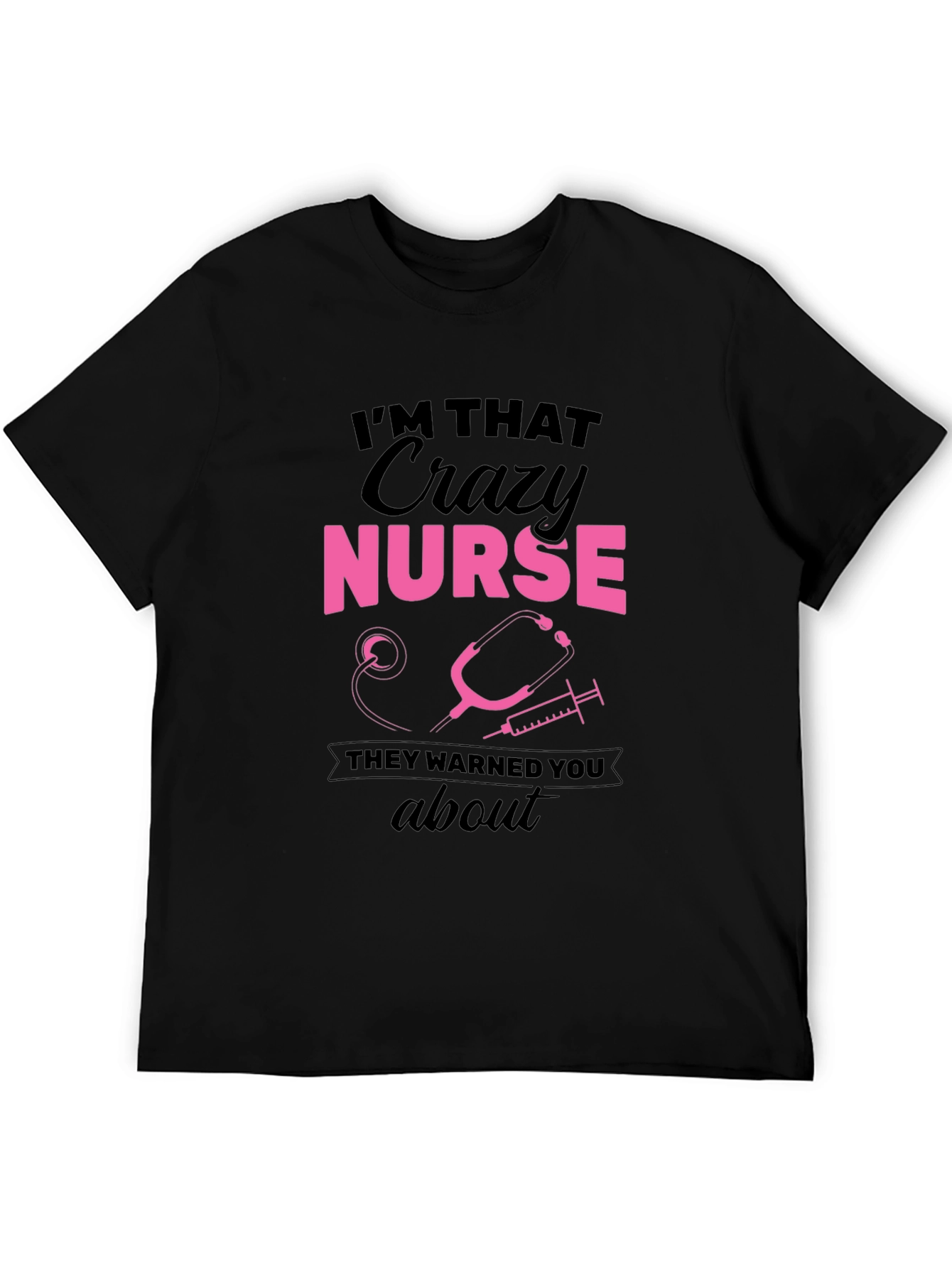 Black Crazy Nurse Graphic Tee - Funny Nurse T-Shirt view 5