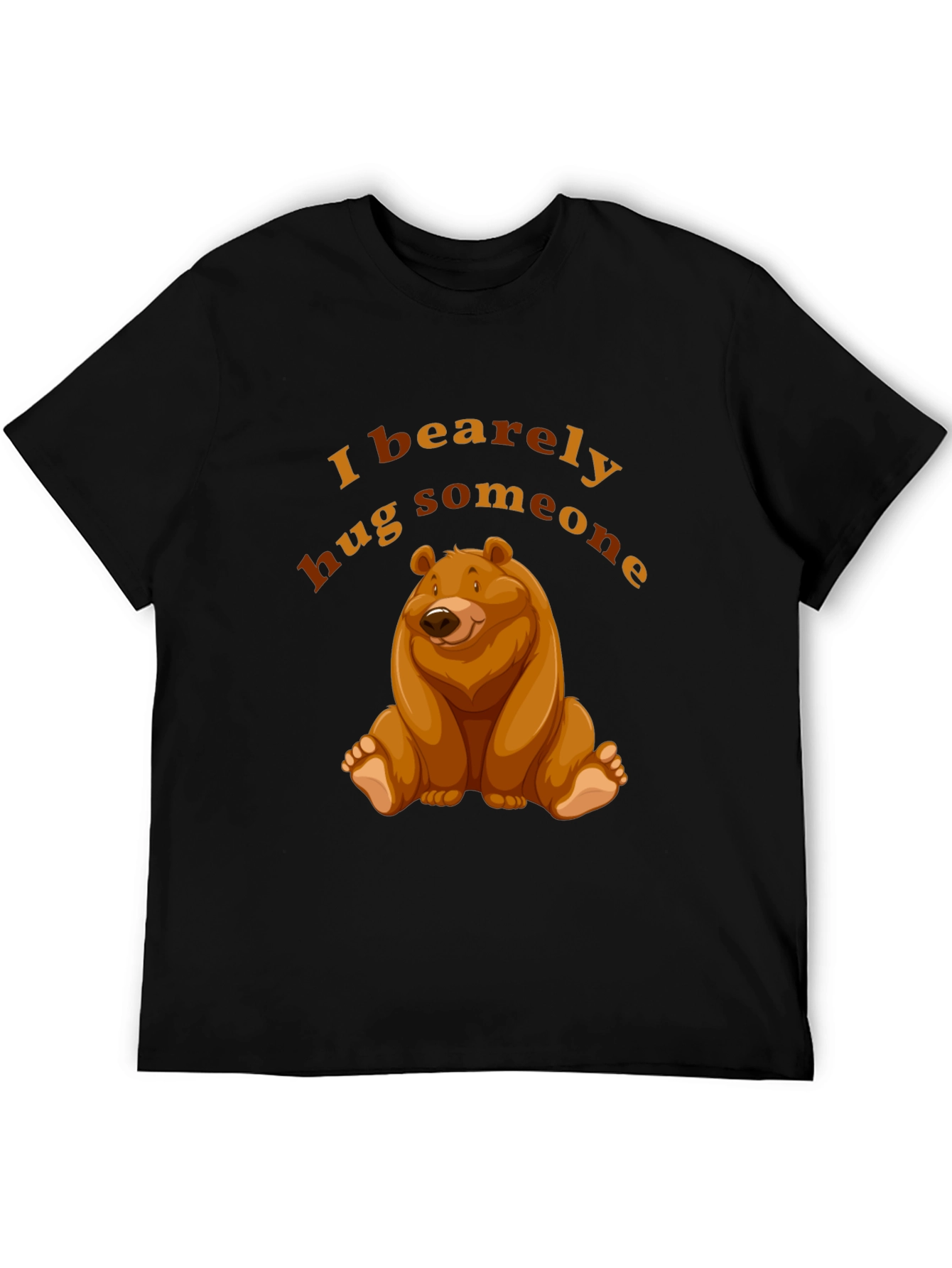 Black I Bearely Hug Someone T-Shirt Bear Graphic Novelty Tee view 5