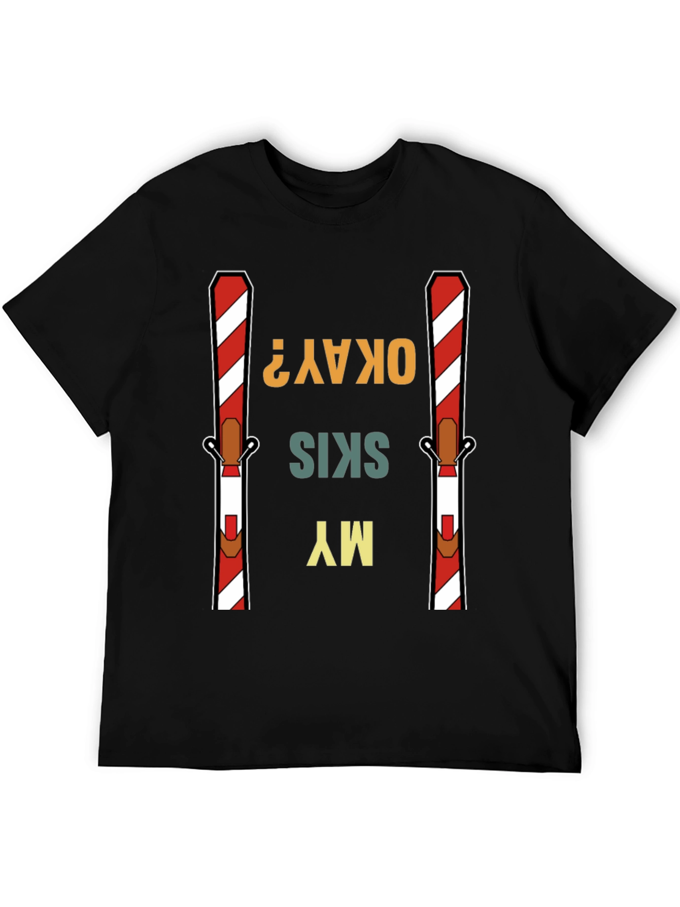 Black My Skis Okay? Graphic Tee view 5