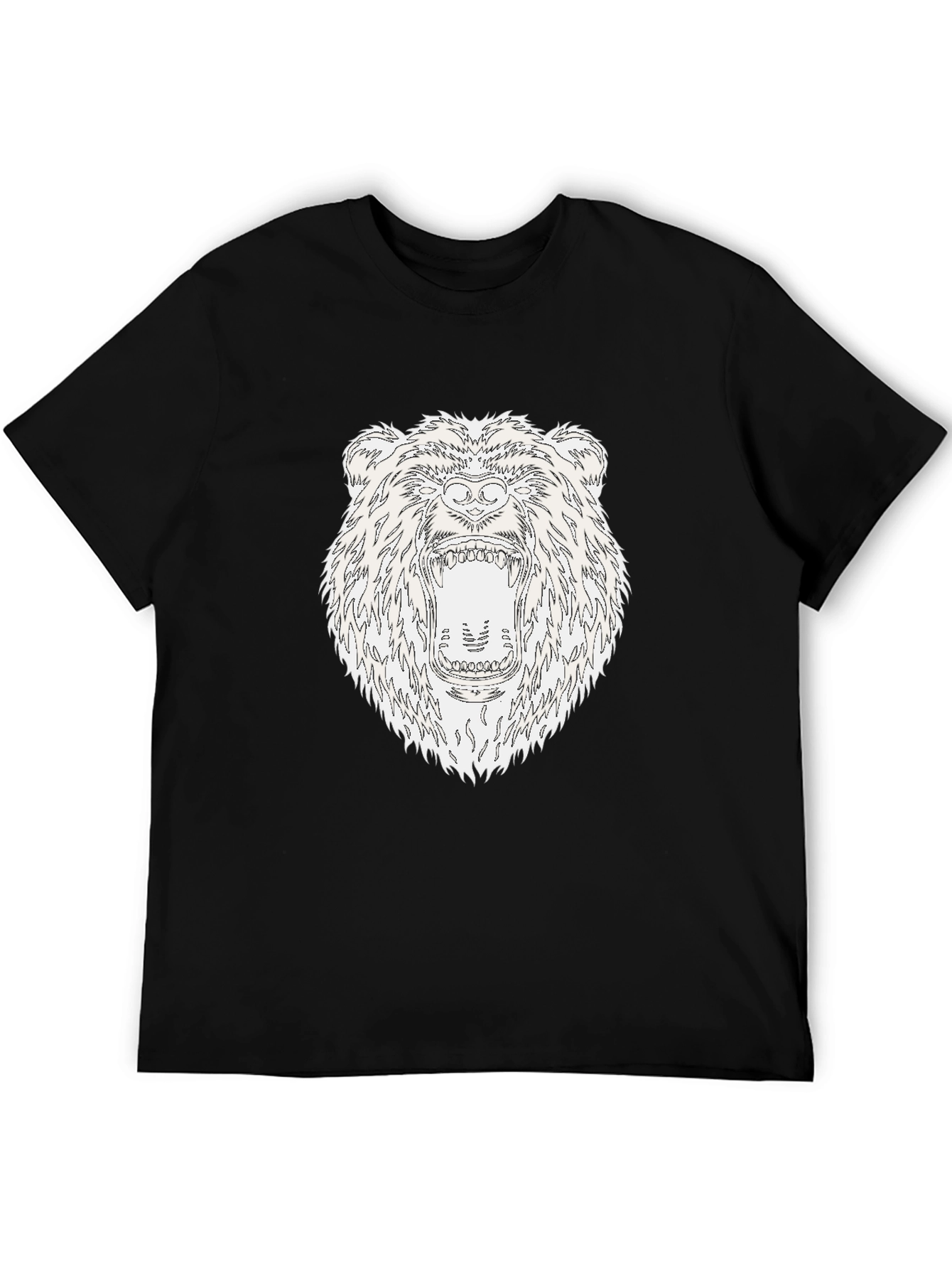 Black Roaring Bear Graphic Black T-Shirt view 5