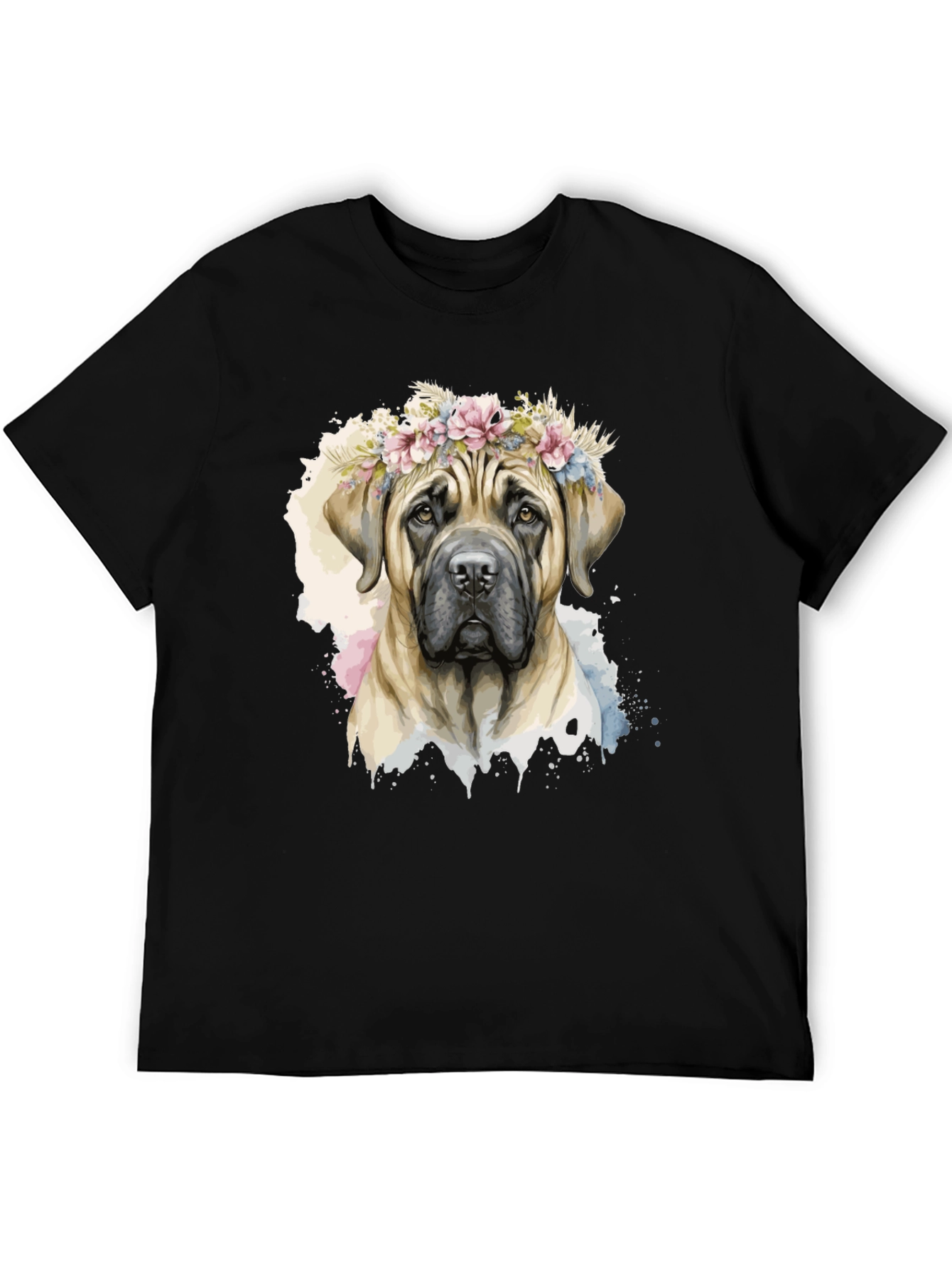 Black Dog with Flower Crown T-Shirt view 5