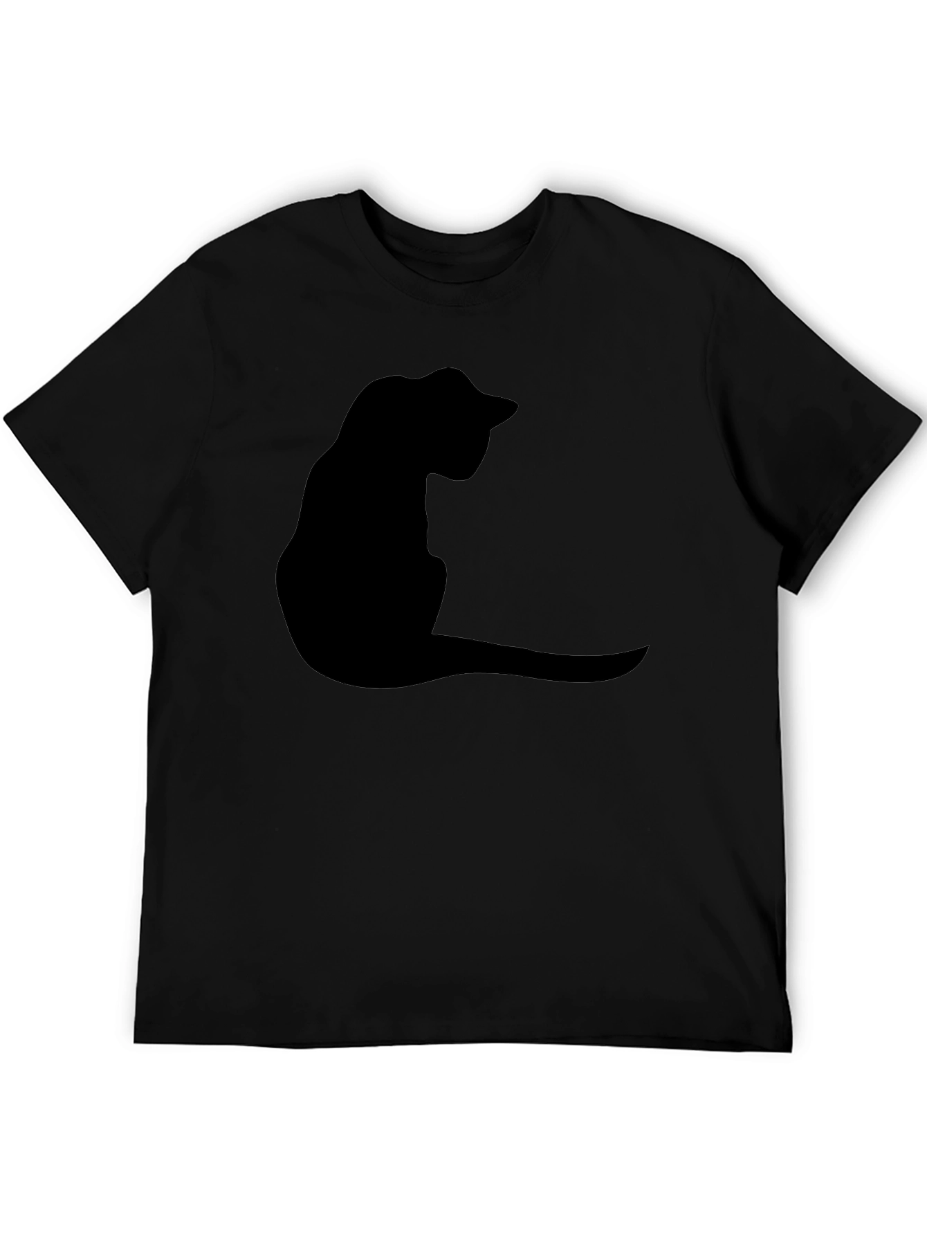 Black Black Cat Silhouette T-Shirt - Casual Graphic Tee view 5