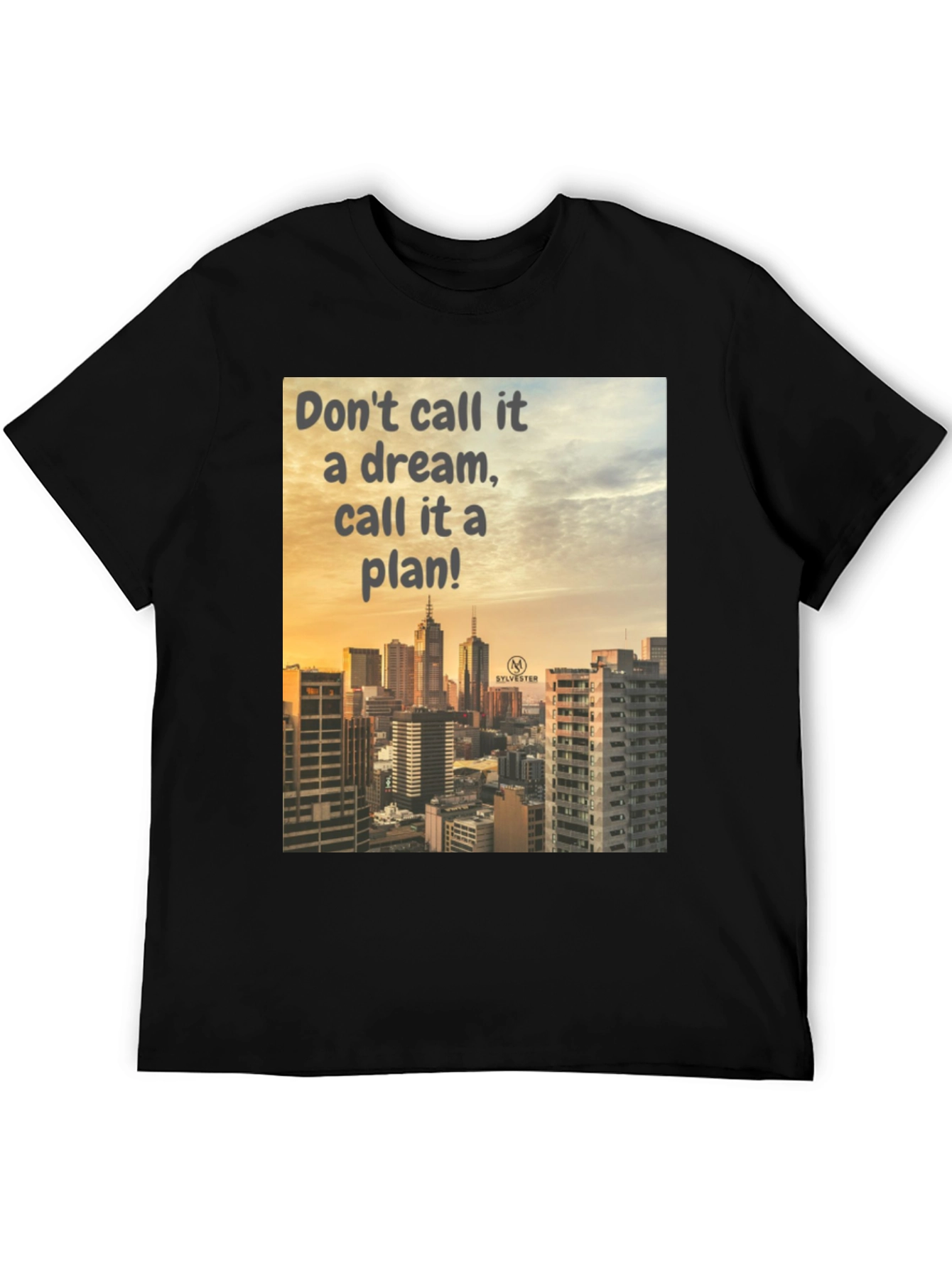 Black Dream to Plan Black T-Shirt: Cityscape Motivation view 5