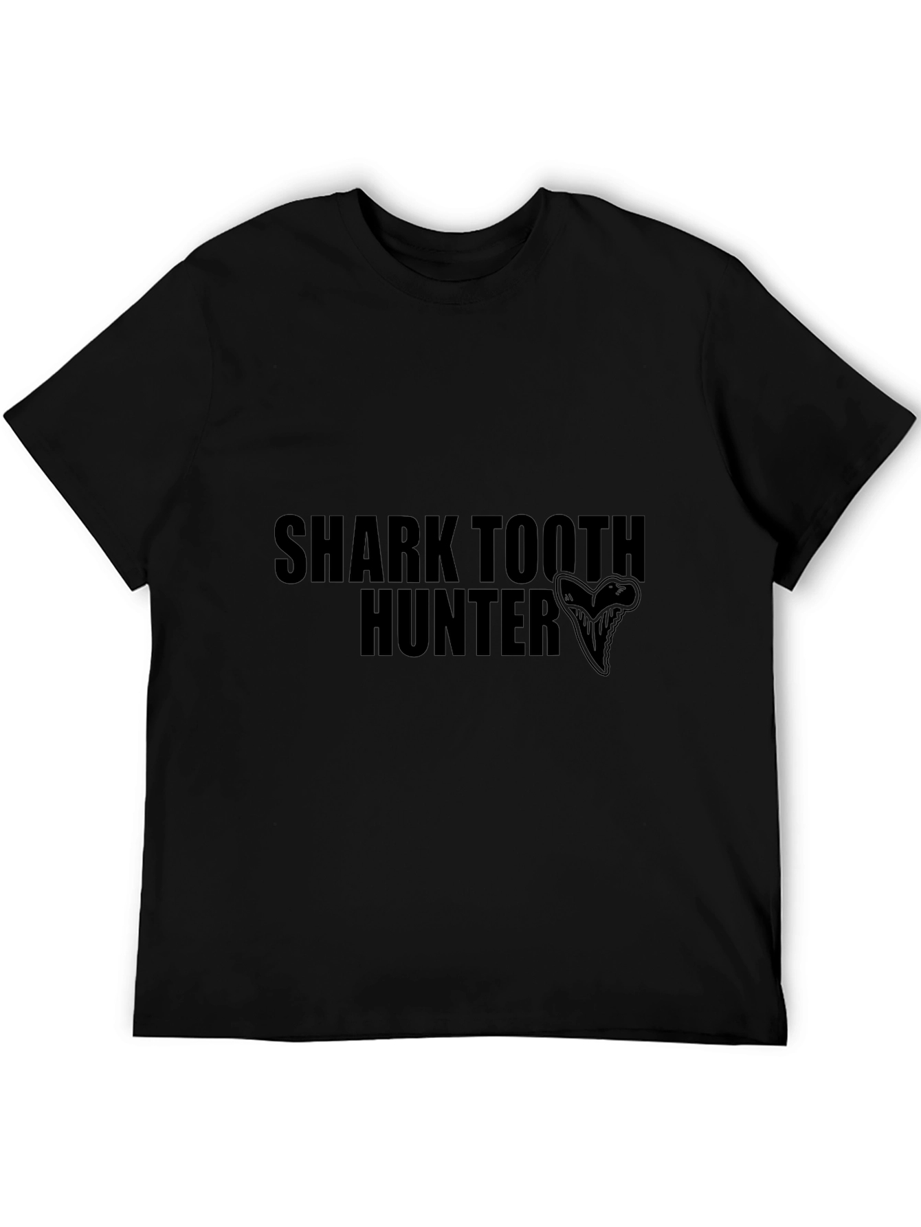 Black Shark Tooth Hunter Graphic Tee - Black Cotton T-Shirt view 5