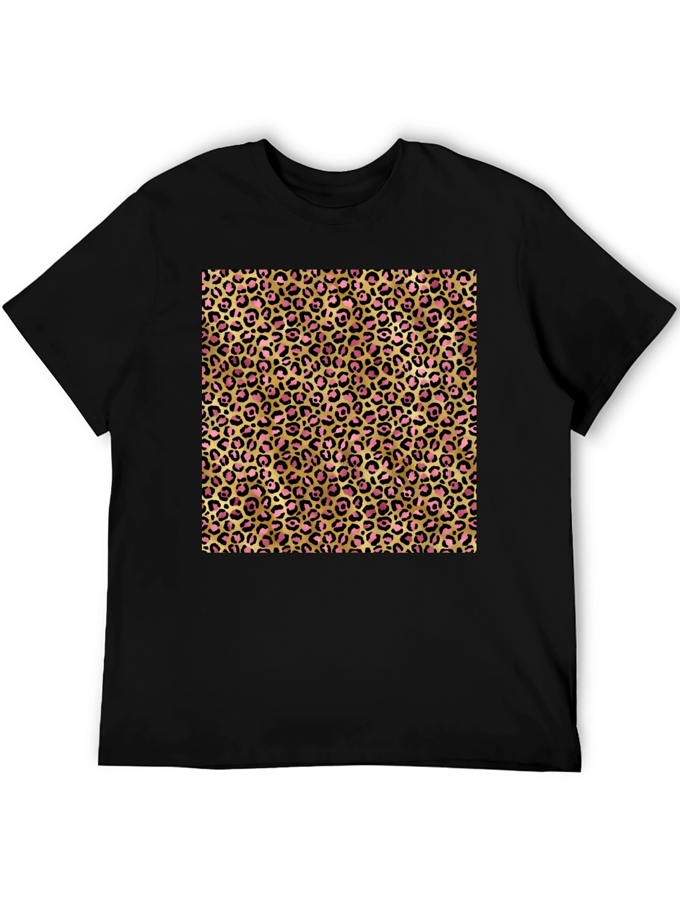 Black Leopard Print Graphic Tee - Gold & Pink view 5