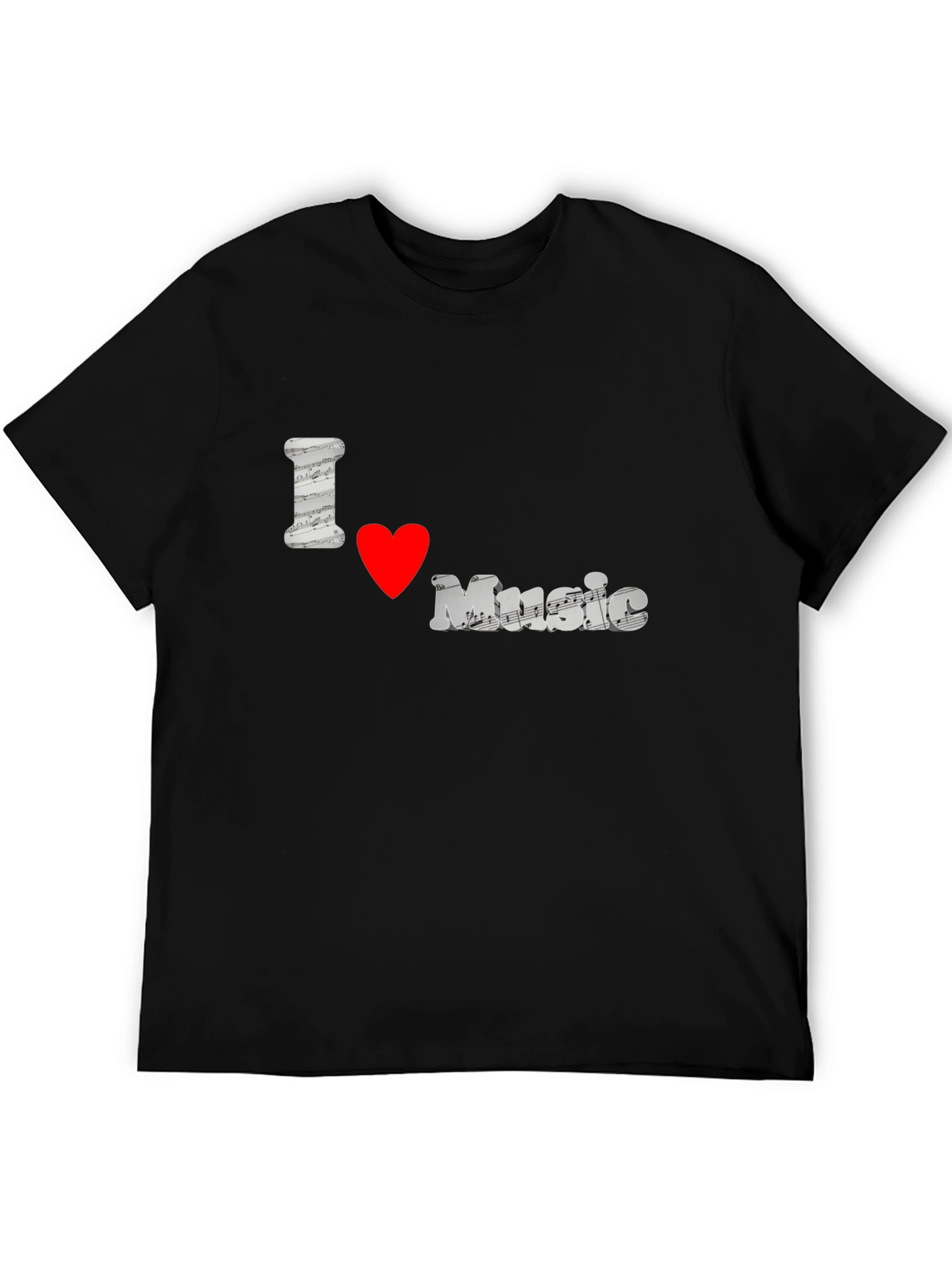 Black I Love Music Black T-Shirt view 5