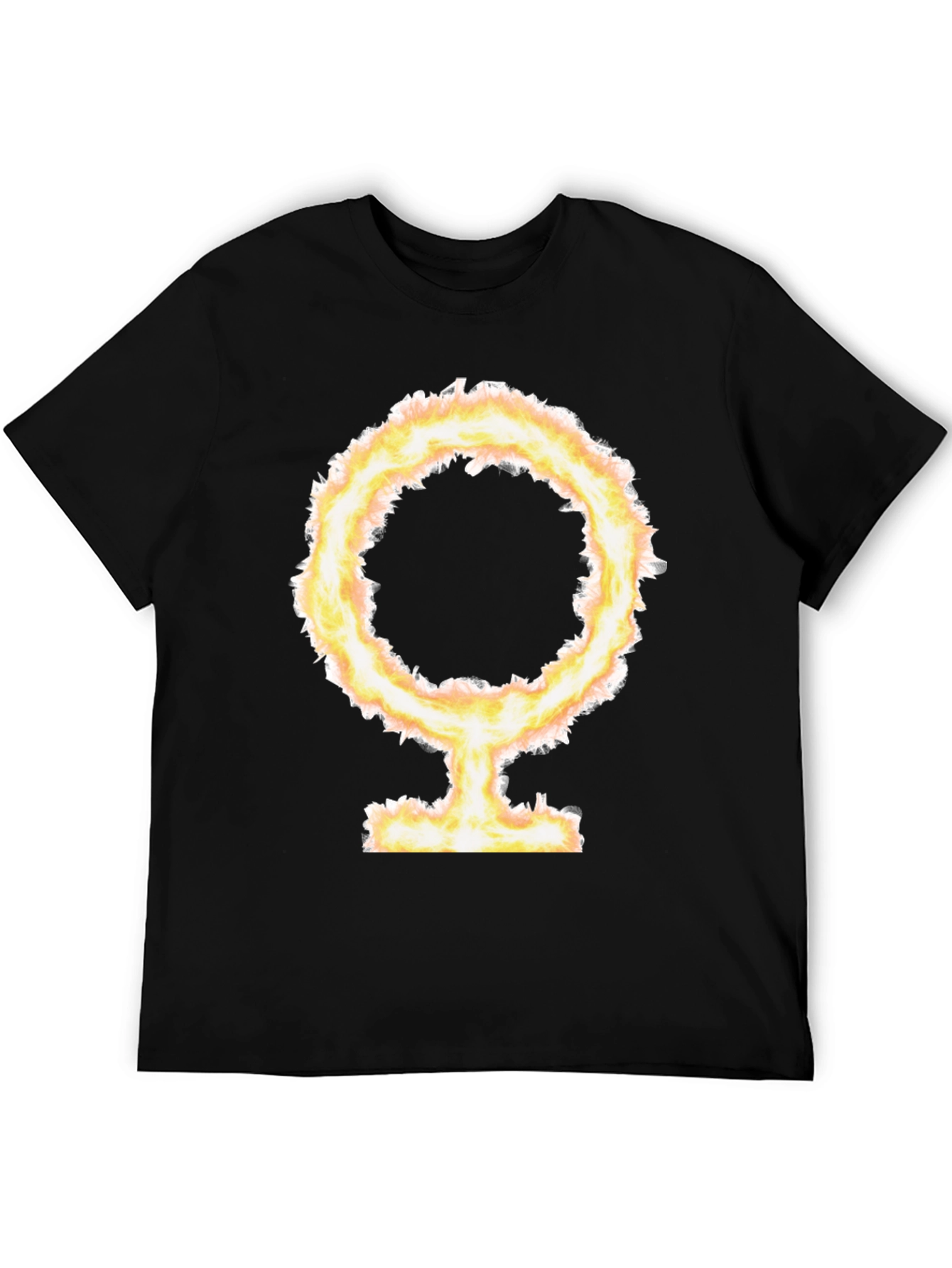 Black Fiery Female Symbol Black T-Shirt view 5