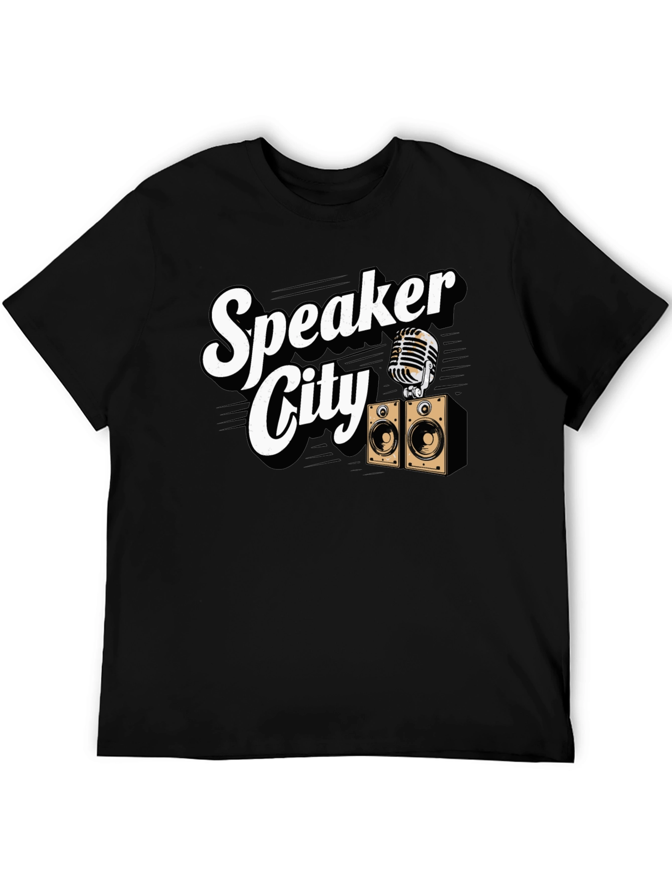 Black Speaker City Graphic T-Shirt - Retro Music Tee view 5