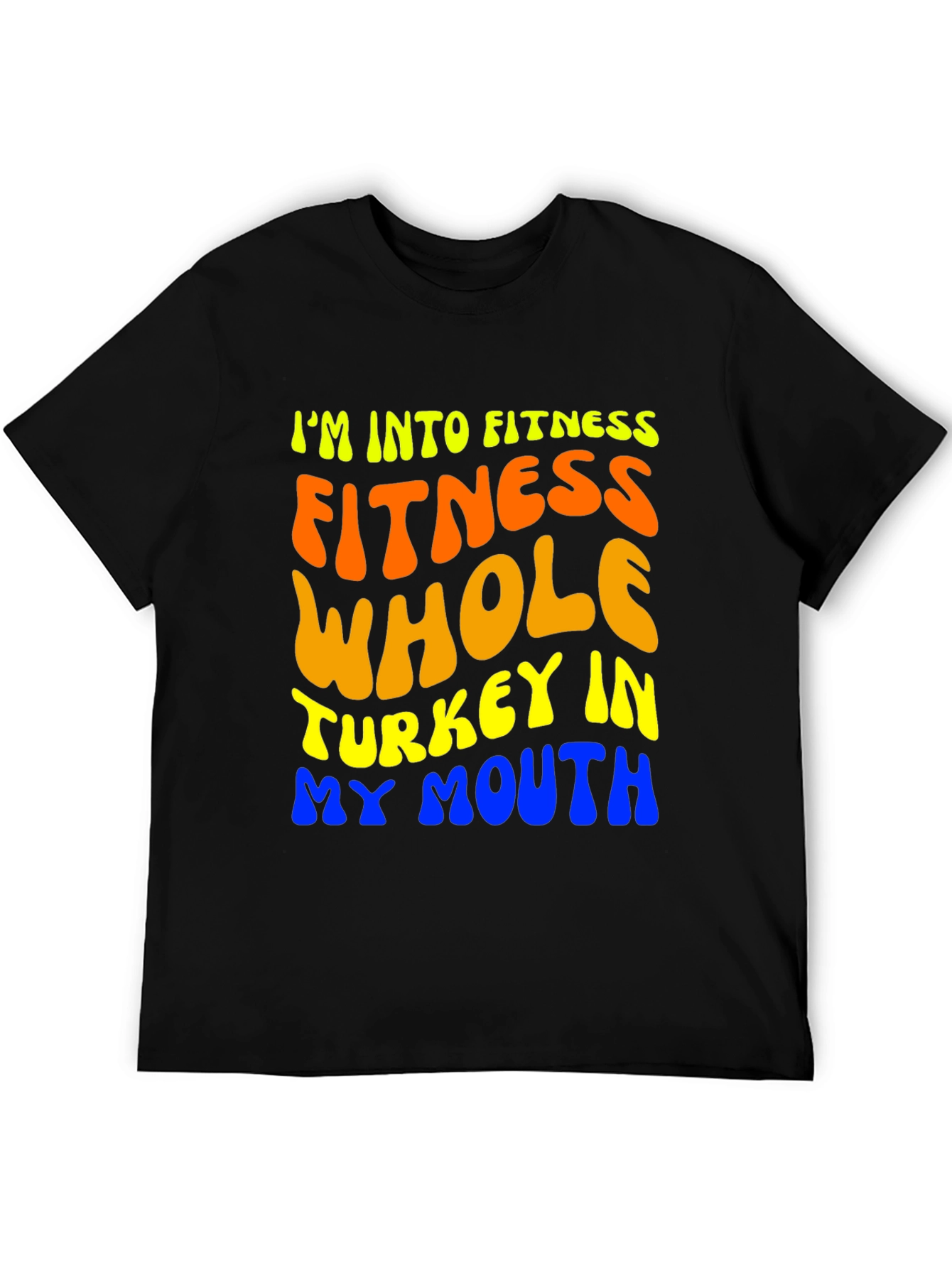 Black Fitness Turkey Mouth T-Shirt - Funny Thanksgiving Tee view 5