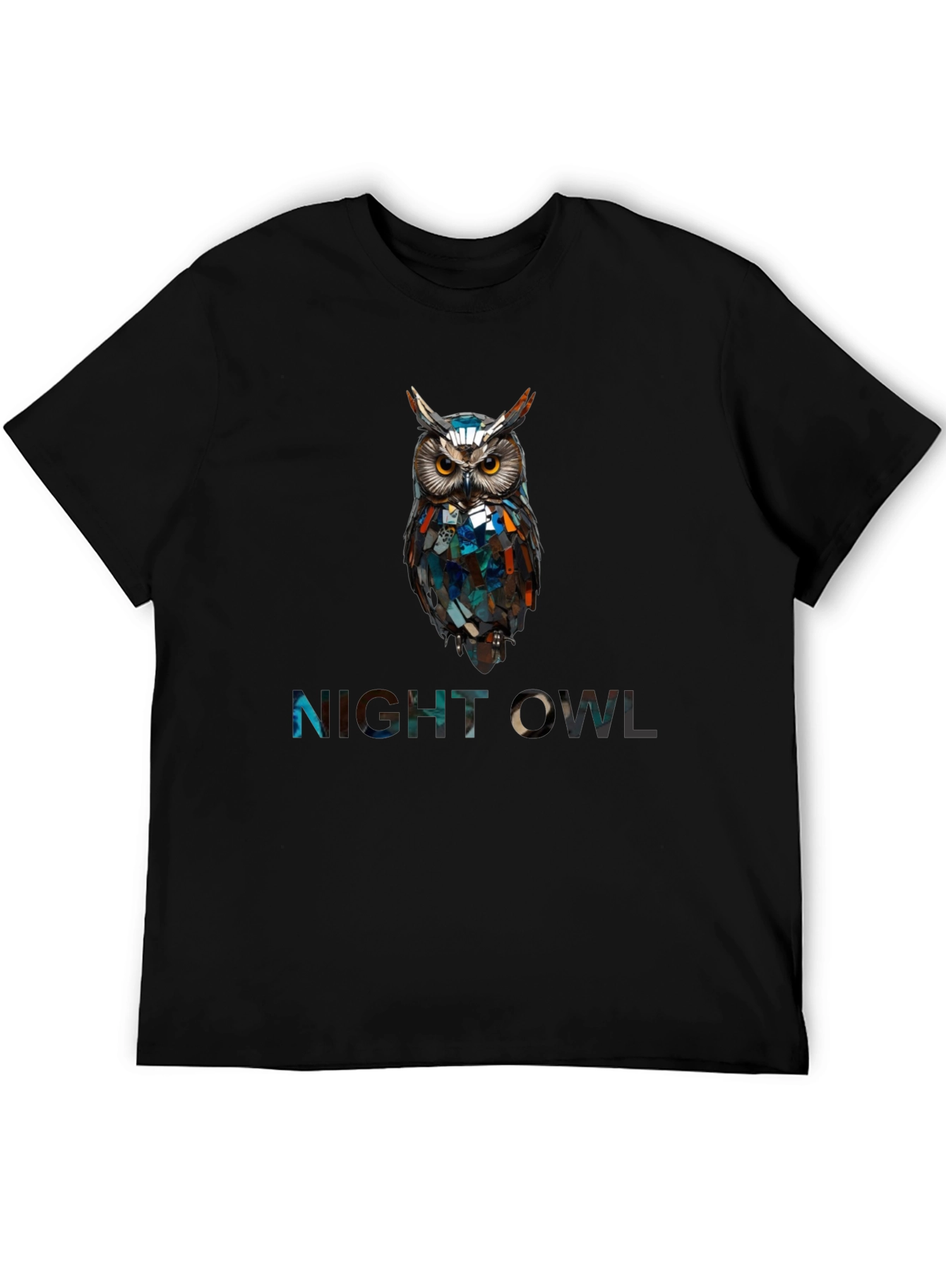 Black Night Owl Graphic Print T-Shirt view 5