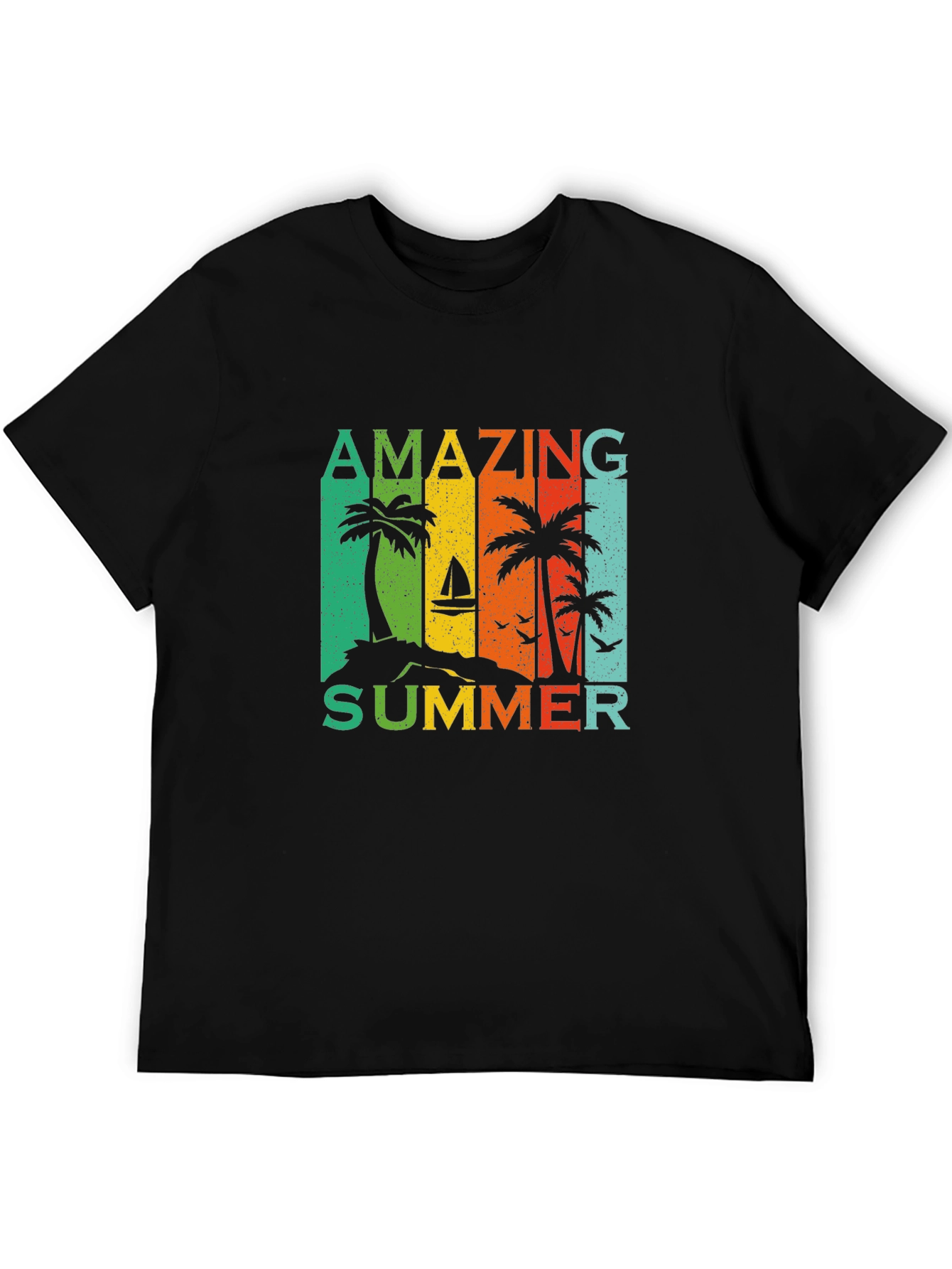 Black Amazing Summer Graphic T-Shirt - Tropical Palm Tree Design view 5