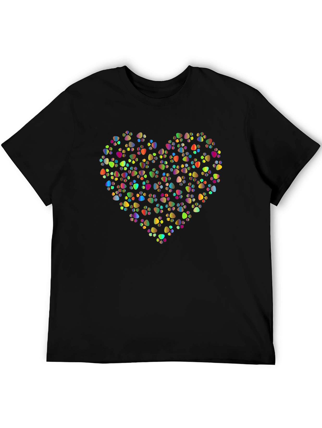 Black Paw Print Heart Black T-Shirt view 5