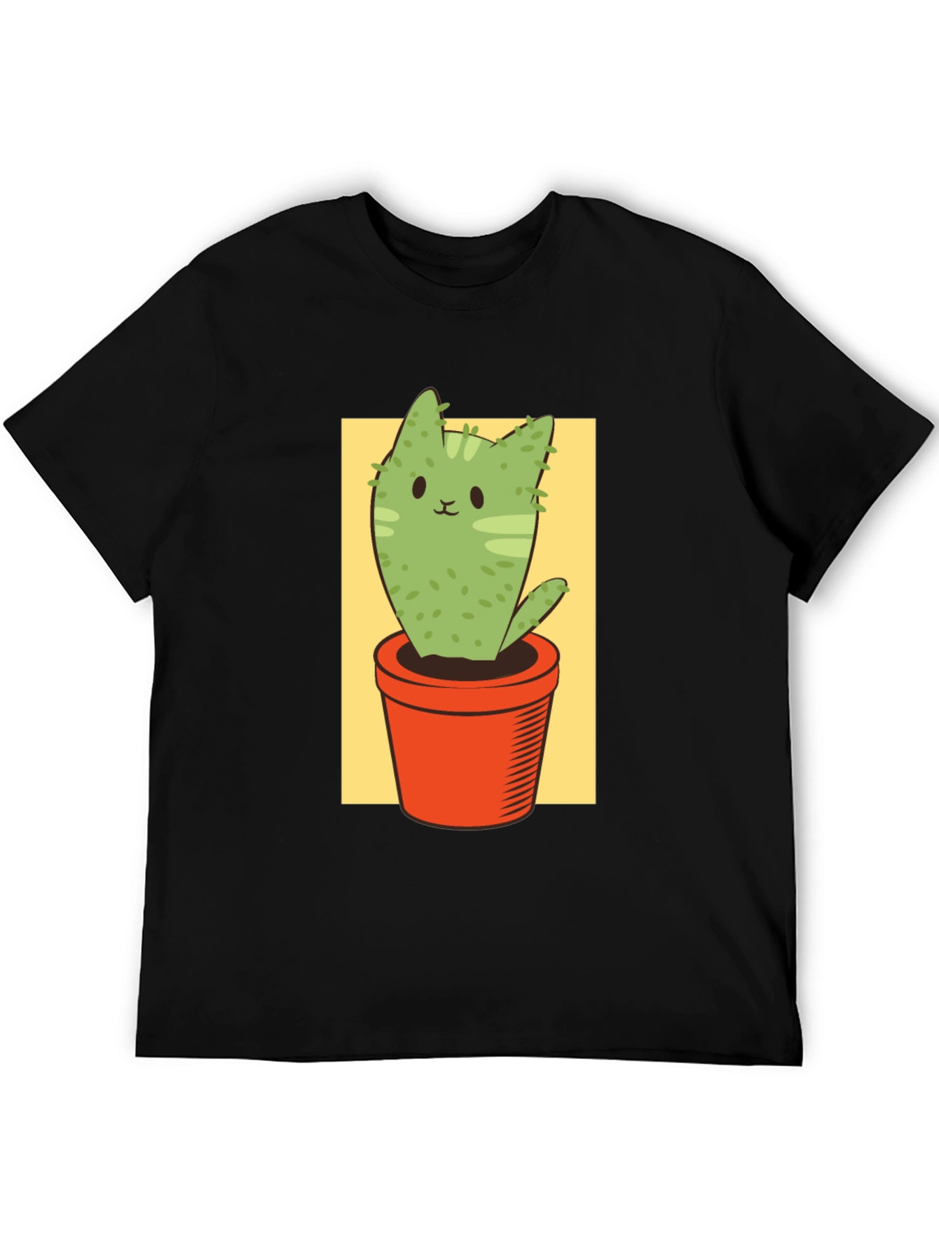 Black Cat Cactus Graphic Tee - Unisex Black T-Shirt view 5