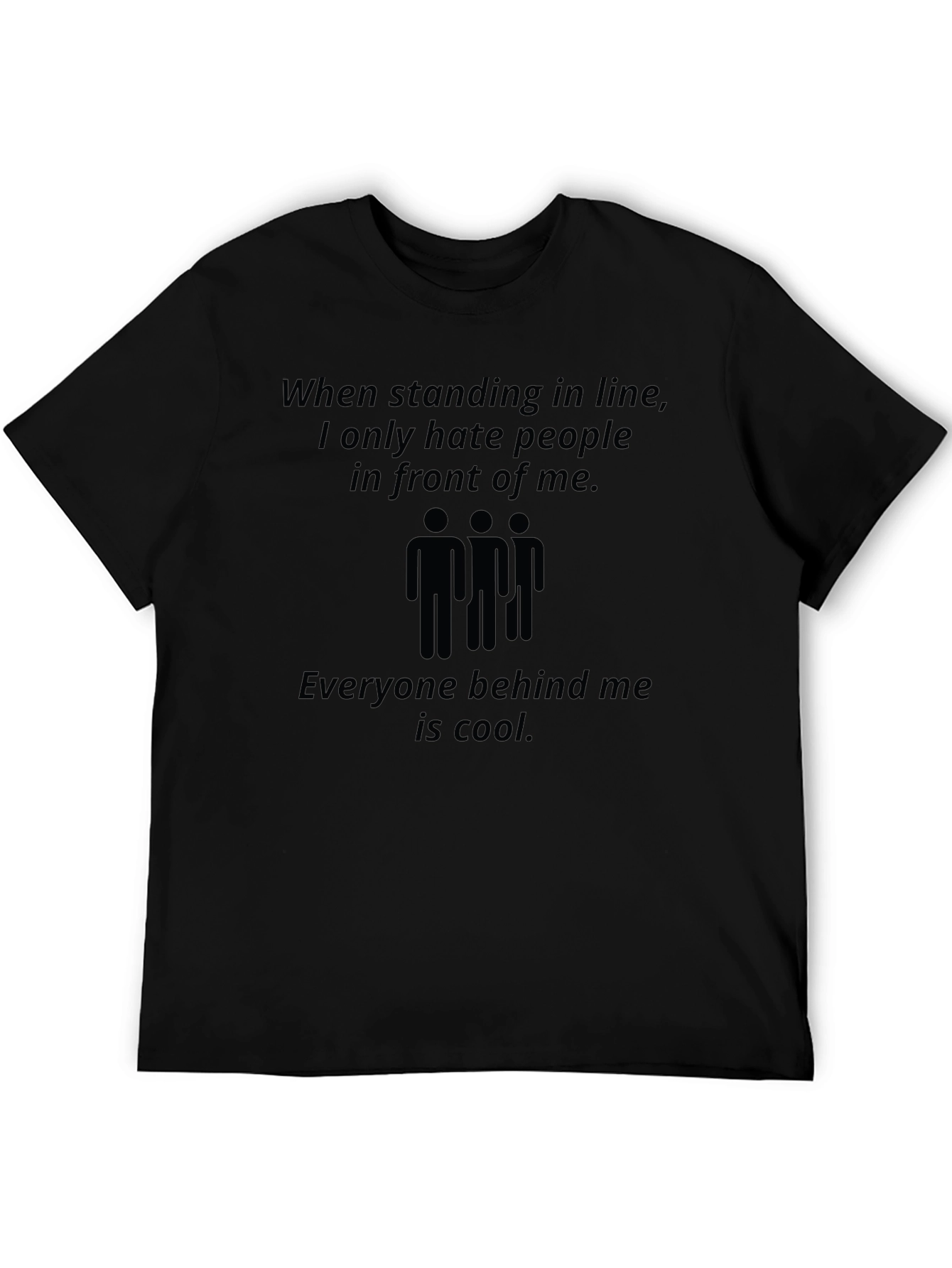 Black Funny Graphic Tee - Hate People in Front view 5