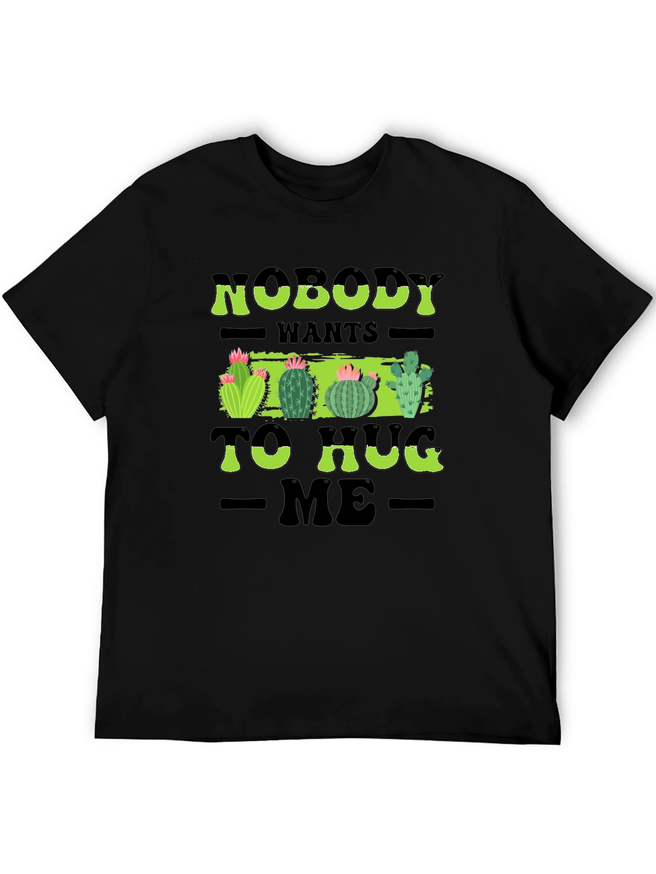 Black Nobody Wants to Hug Me Cactus T-Shirt view 5