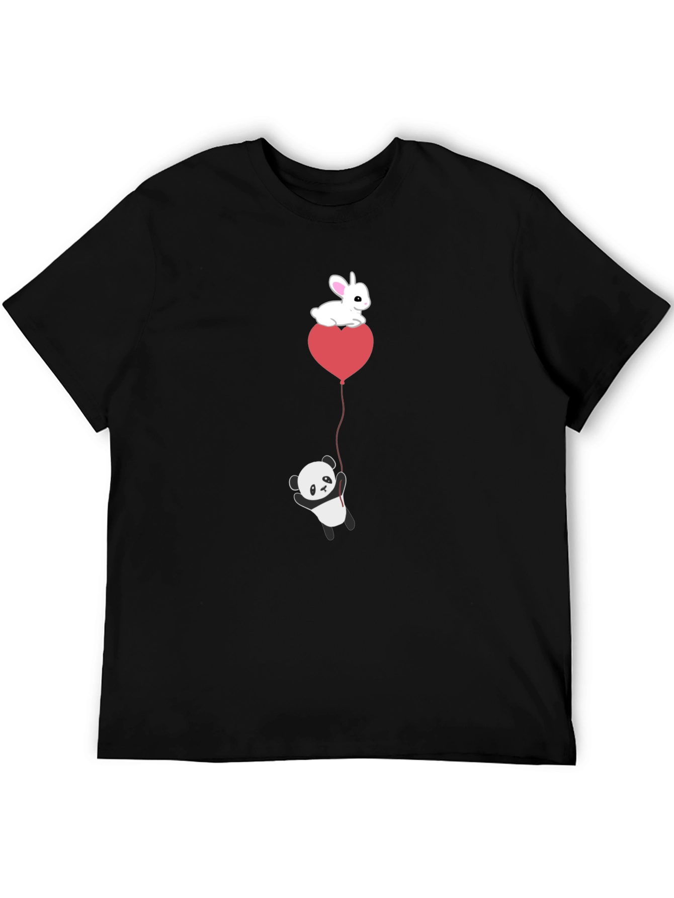 Black Panda & Bunny Heart Balloon T-Shirt view 5