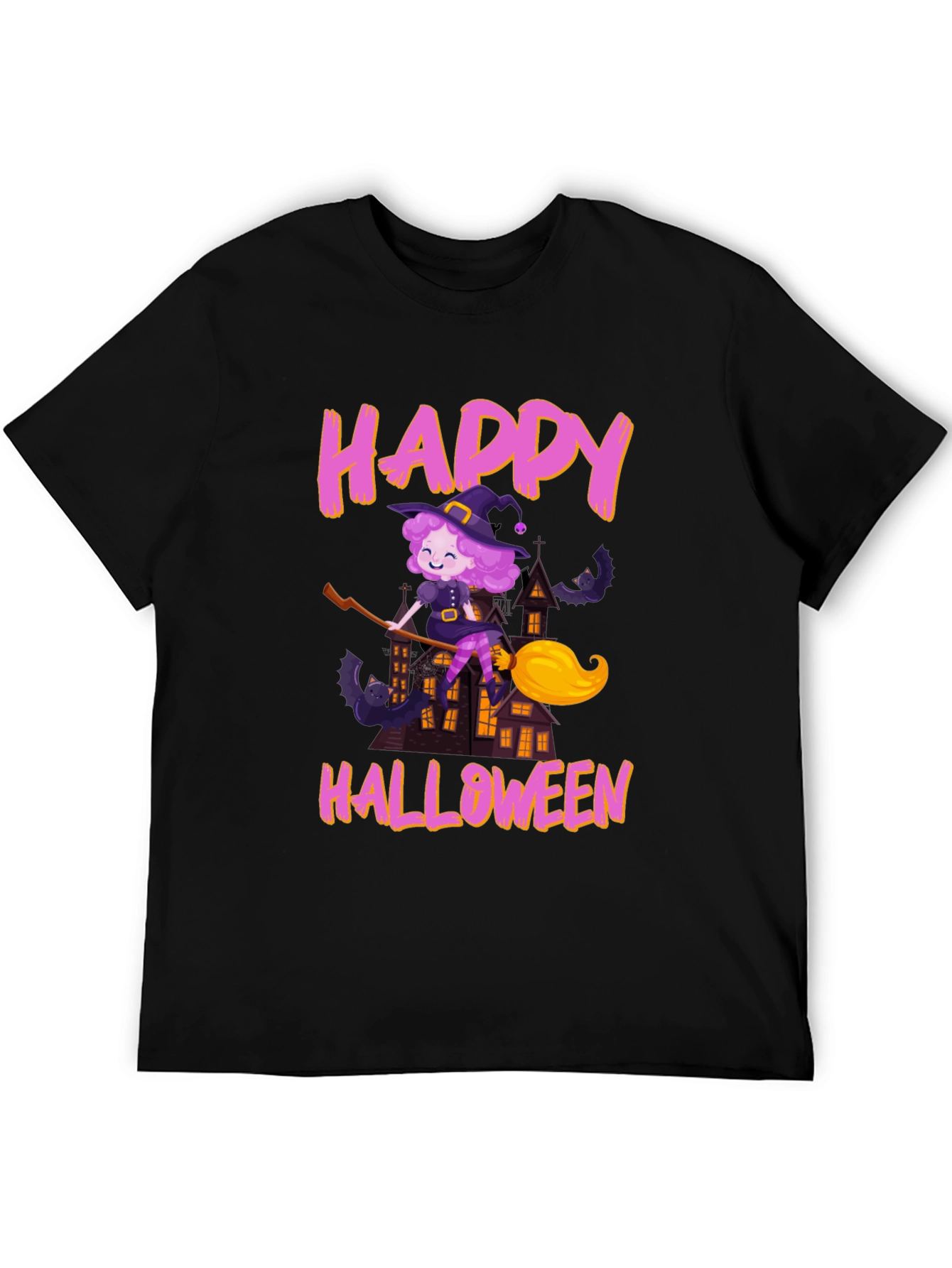 Black Happy Halloween Witch T-Shirt view 5