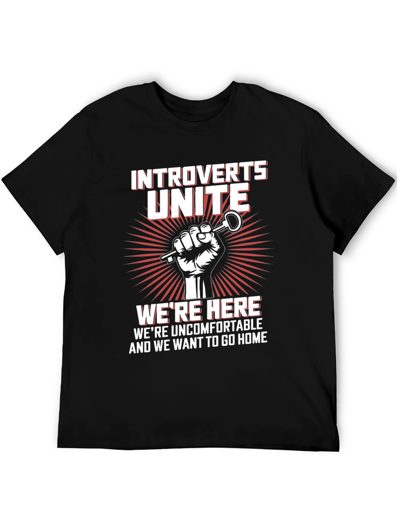 Black Introverts Unite Graphic T-Shirt -  Comfortable Cotton Tee view 5