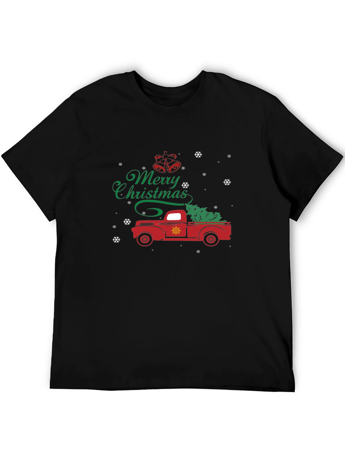 Black Merry Christmas Truck Graphic Tee view 5