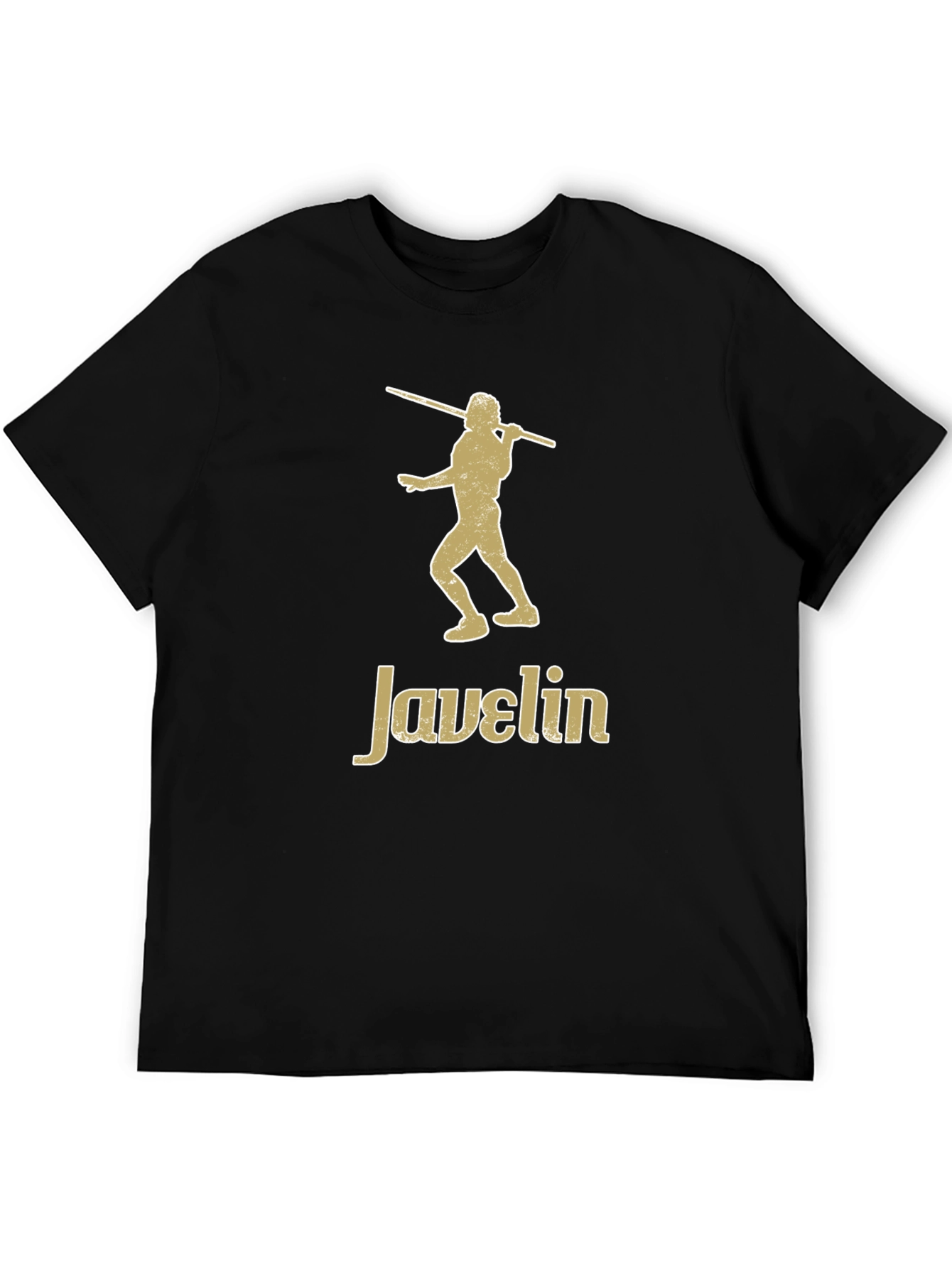 Black Javelin Thrower Graphic Tee - Black Cotton T-Shirt view 5
