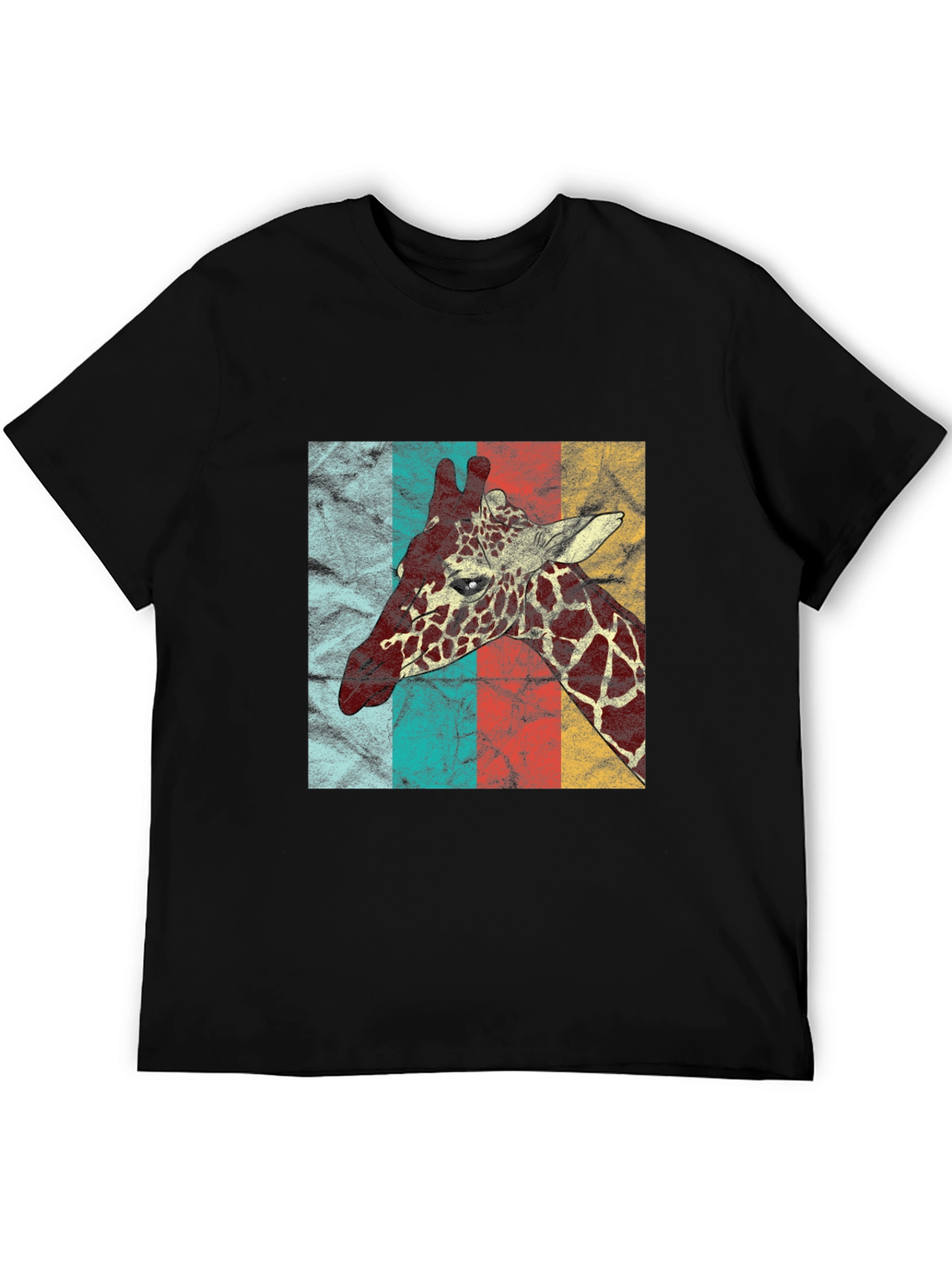 Black Retro Giraffe T-Shirt - Vintage Animal Graphic Tee view 5