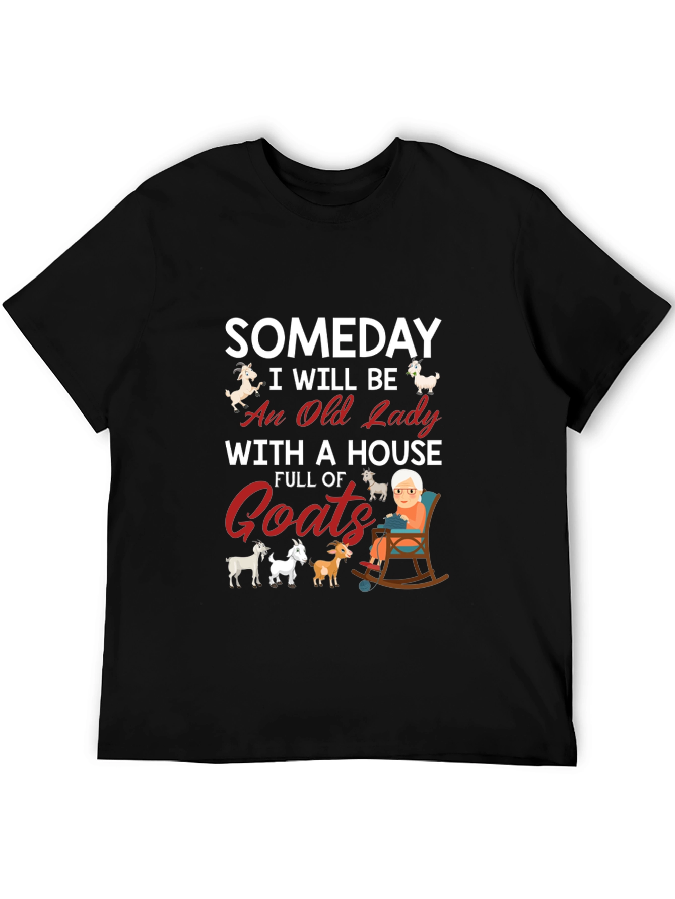 Black Someday Old Lady Goats T-Shirt view 5