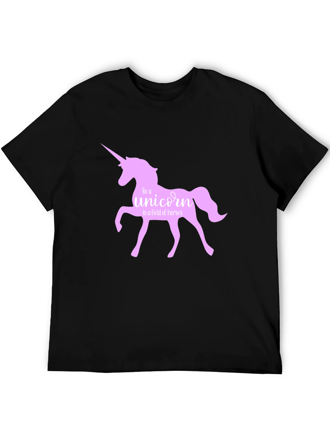 Black Be A Unicorn T-Shirt - Black Crew Neck view 5