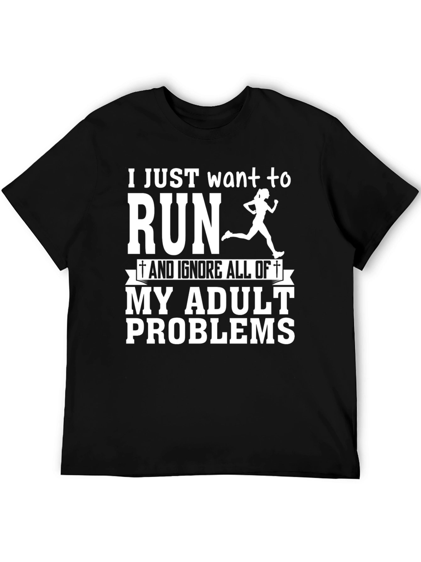 Black Run Adult Problems Graphic Tee - Black view 5
