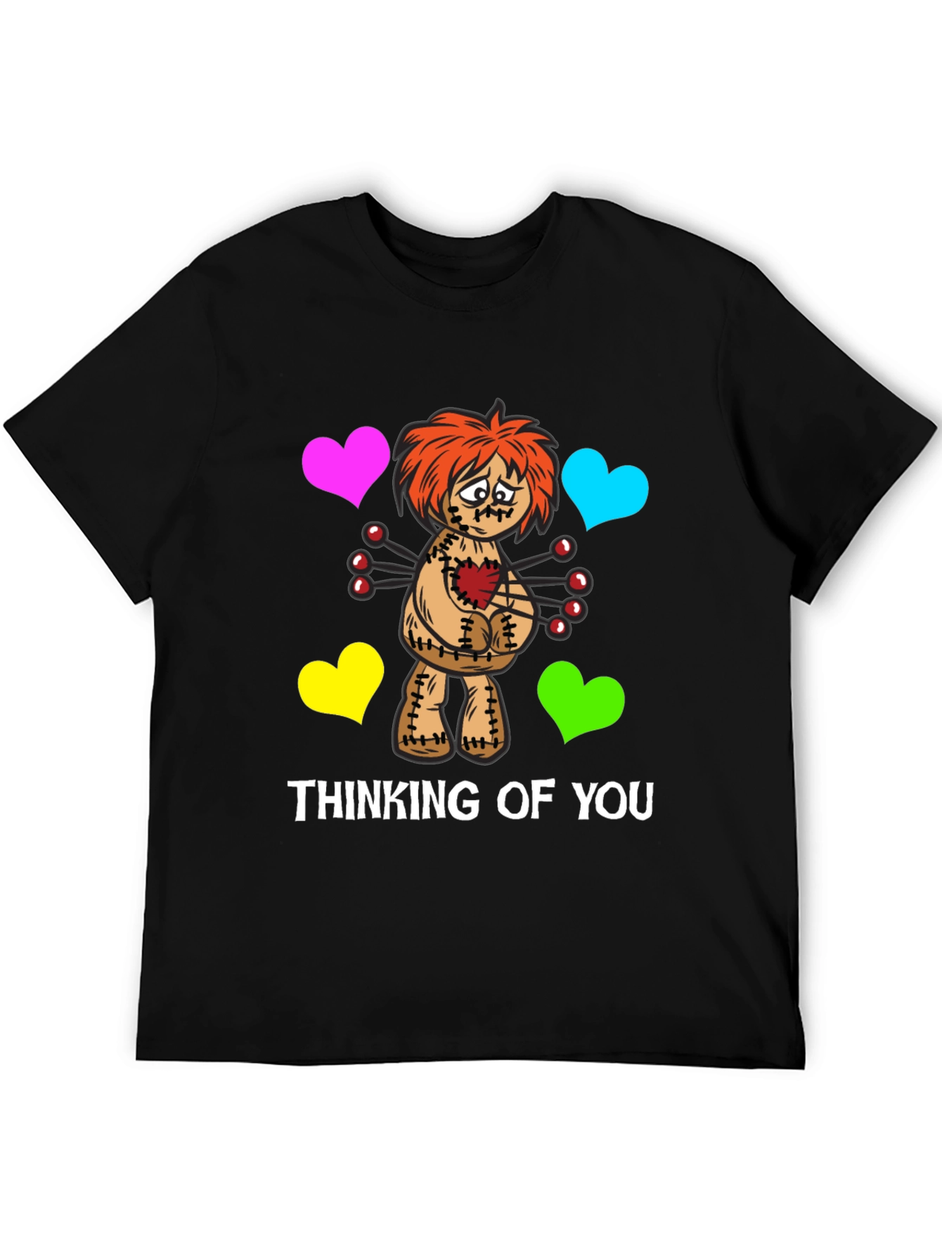Black Thinking of You Voodoo Doll Graphic T-Shirt view 5