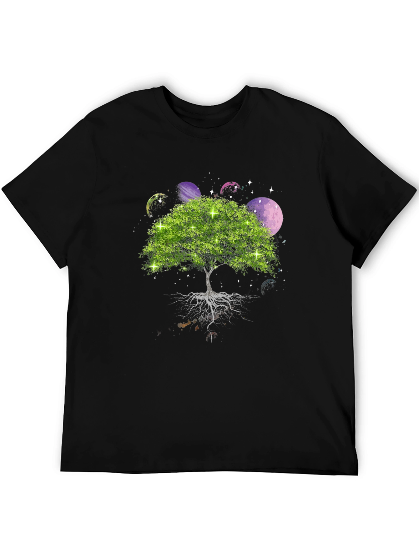 Black Tree of Life Planets Graphic Tee - Men's Black T-Shirt view 5